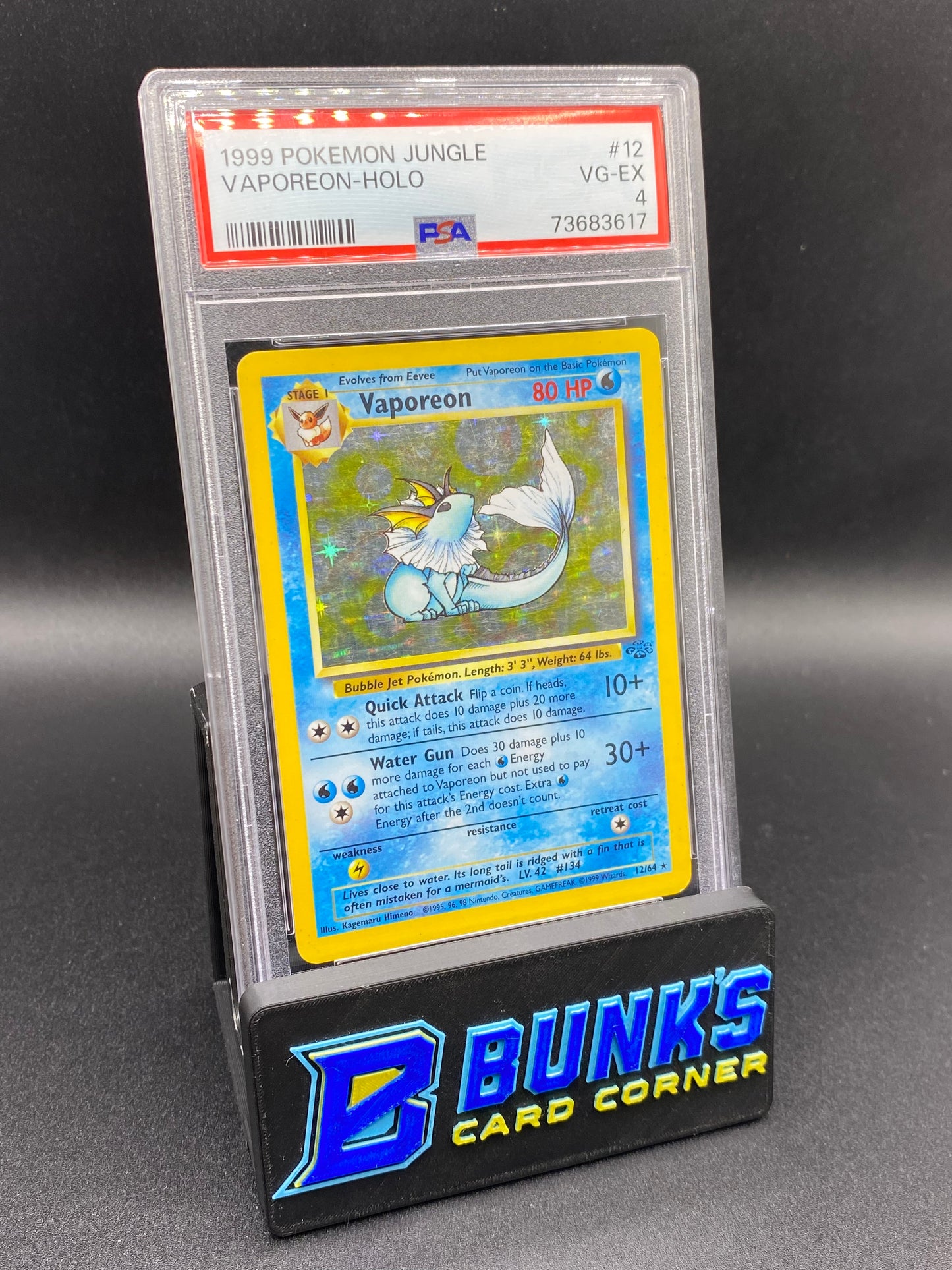 1999 Vaporeon Holo Jungle PSA 4