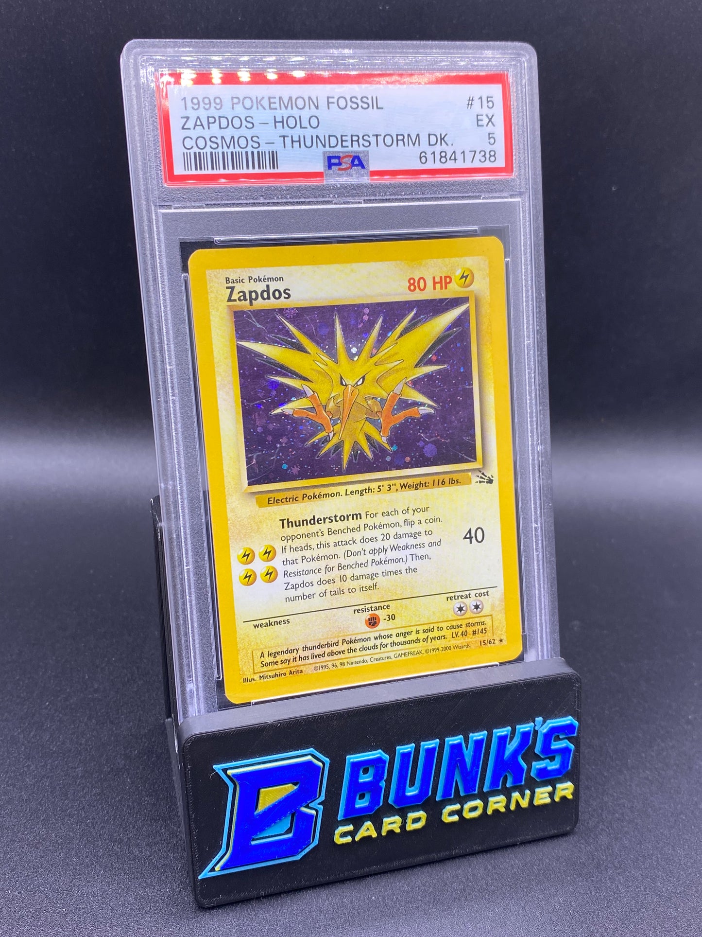 1999 Zapdos Holo Fossil PSA 5