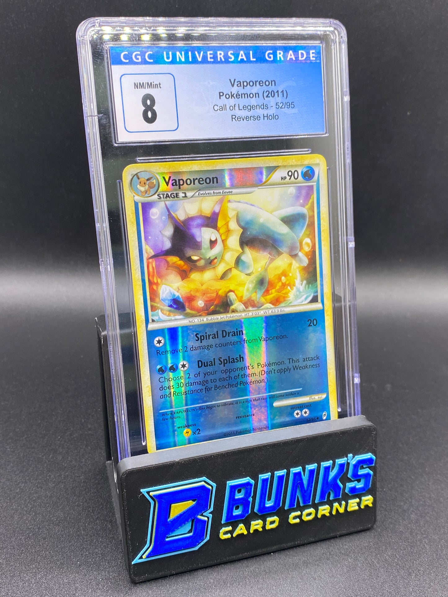 2011 Vaporeon Reverse Holo Call of Legends CGC 8