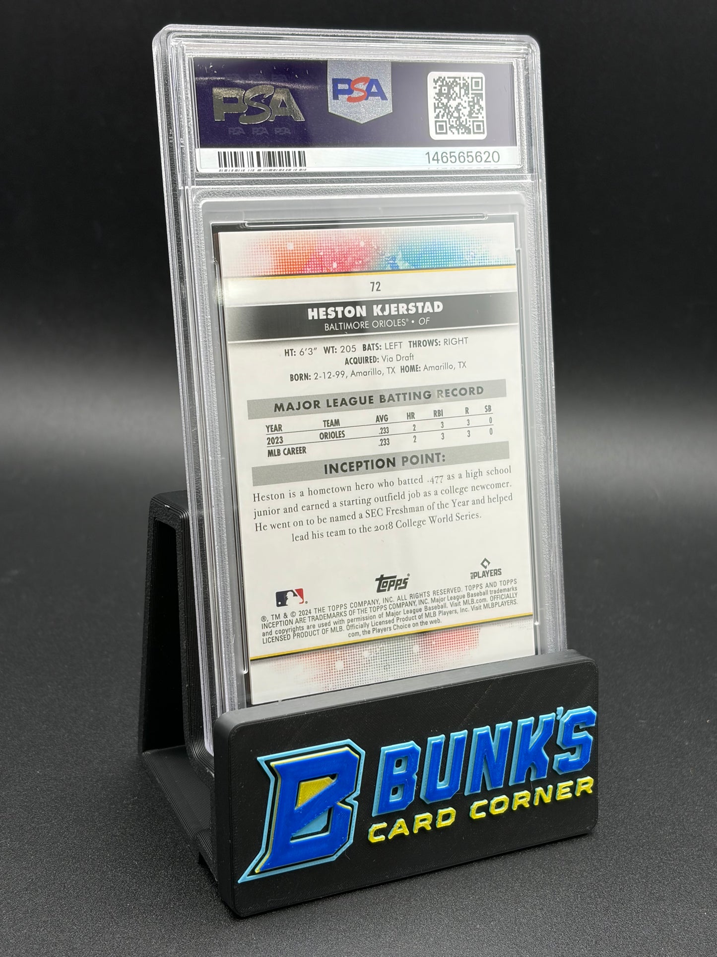 2024 Heston Kjerstad Orange Inception PSA 10 9/10 RC