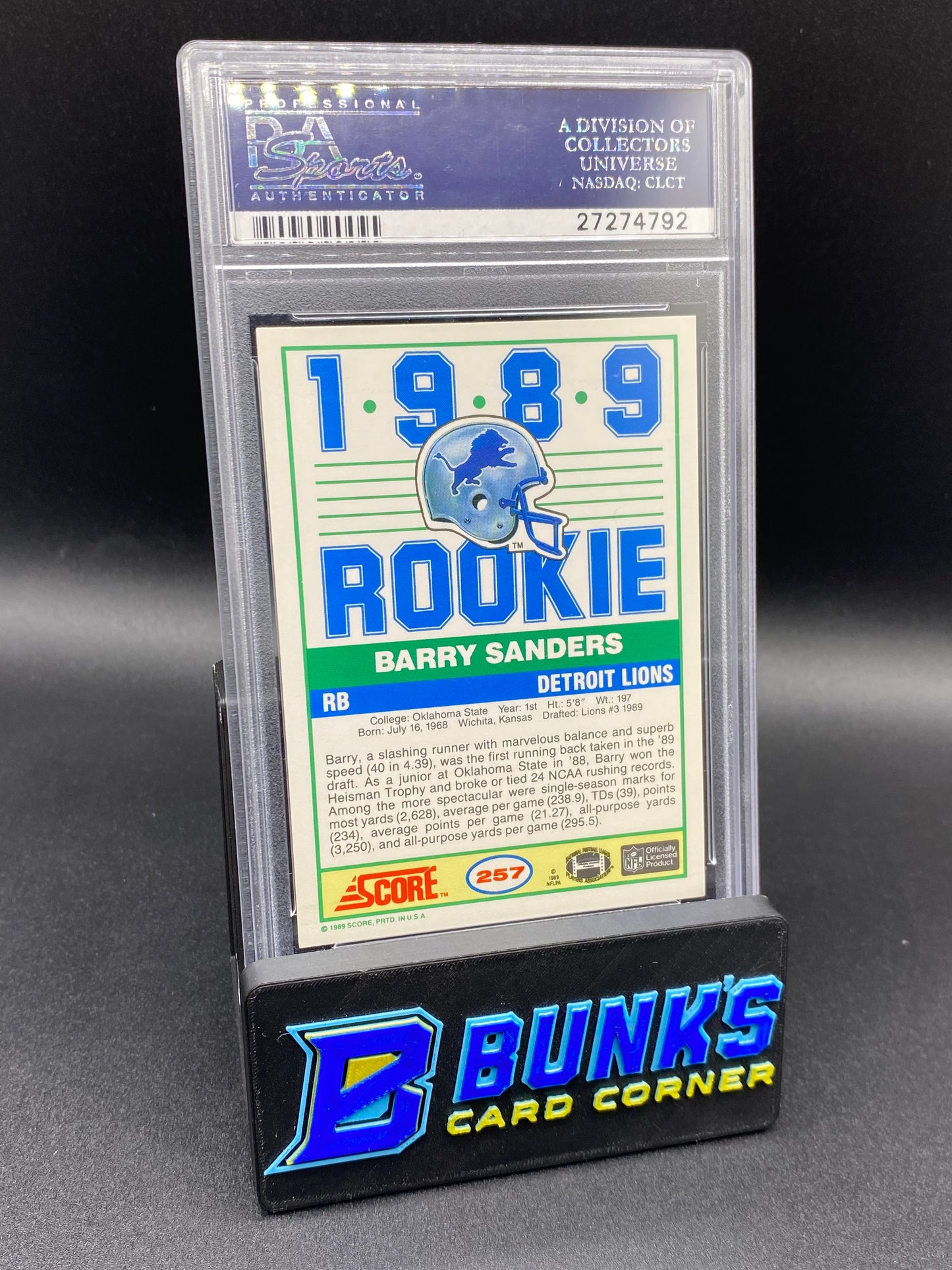 1989 Barry Sanders PSA 8