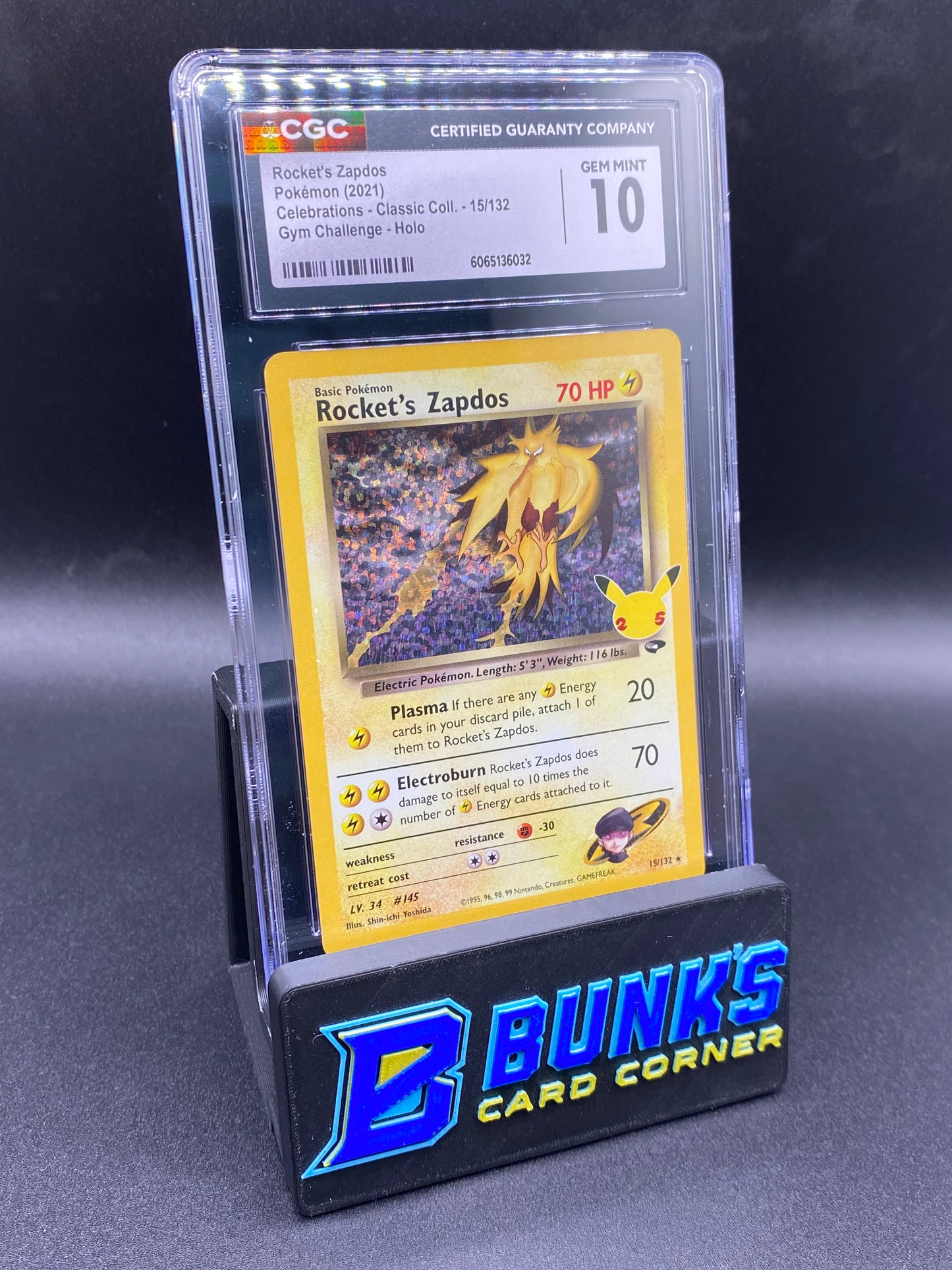 Rocket's Zapdos Holo Celebrations CGC 10