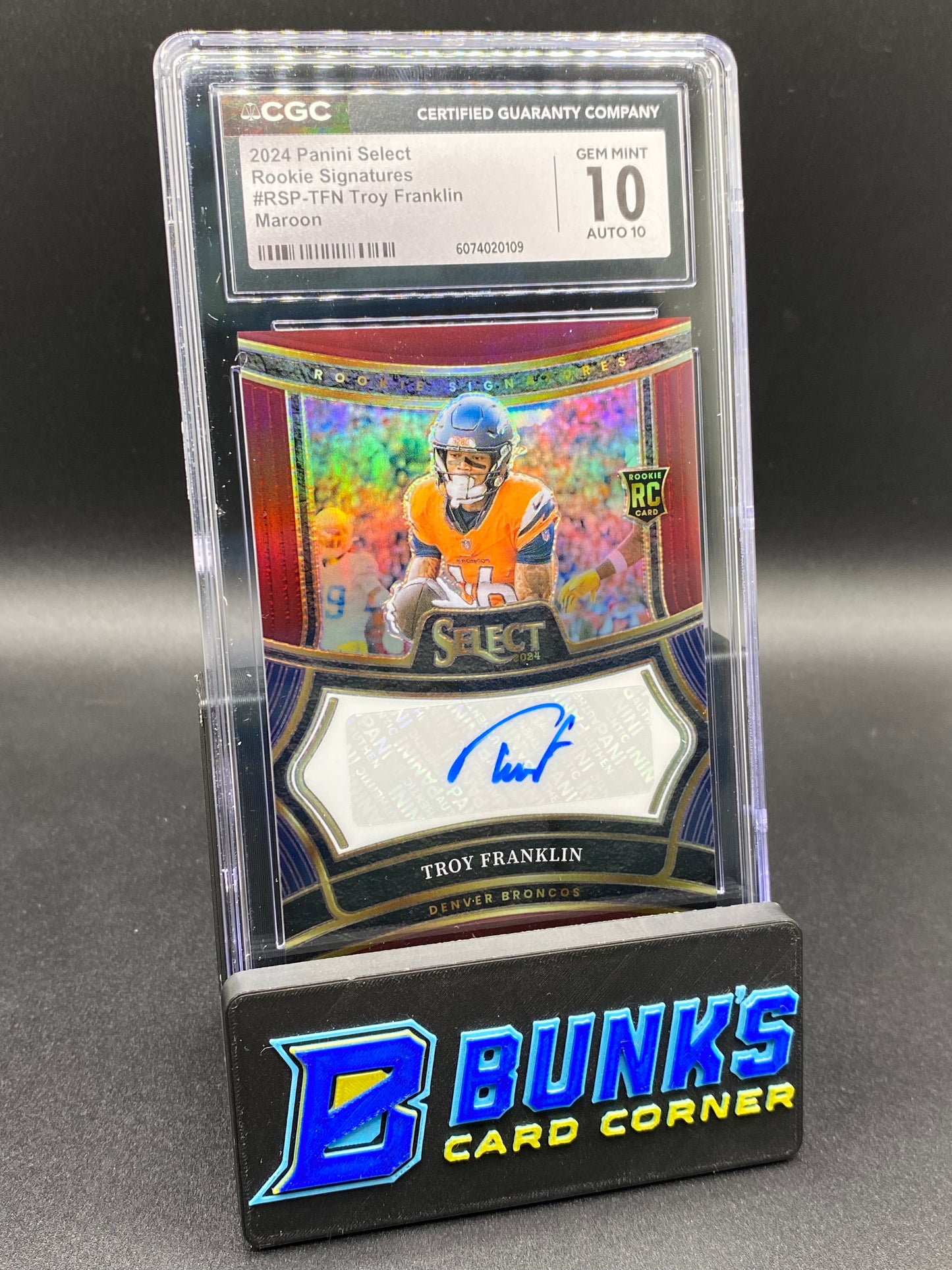 2024 Troy Franklin Maroon Auto 58/75 CGC 10/10