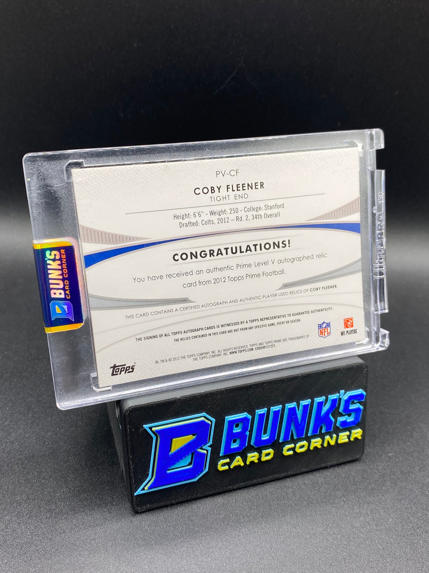 Coby Fleener Topps Prime Patches Auto 11/50 Rc