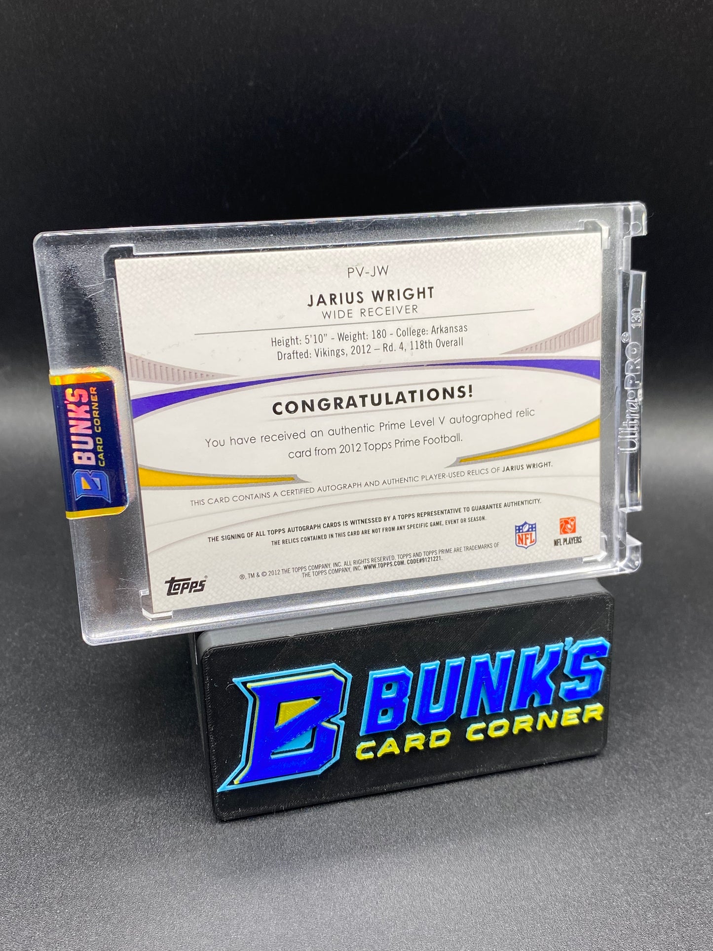 Jarius Wright  Auto Topps Prime Patches 9/25  Rc