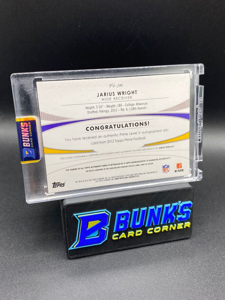 Jarius Wright Auto Topps Prime Patches 9/25 Rc