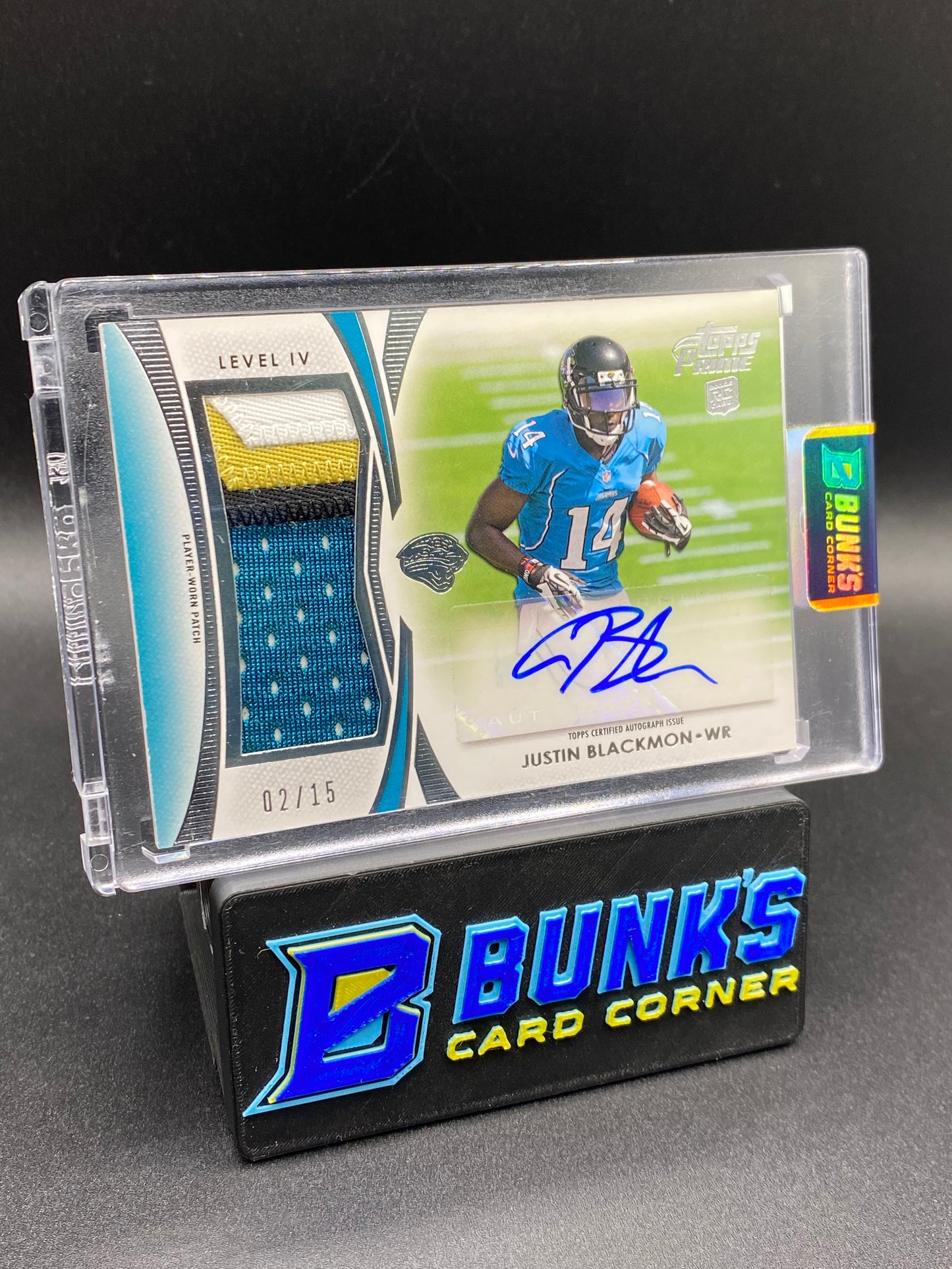 Justin Blackmon Topps Prime Patches Auto 2/15 Rc