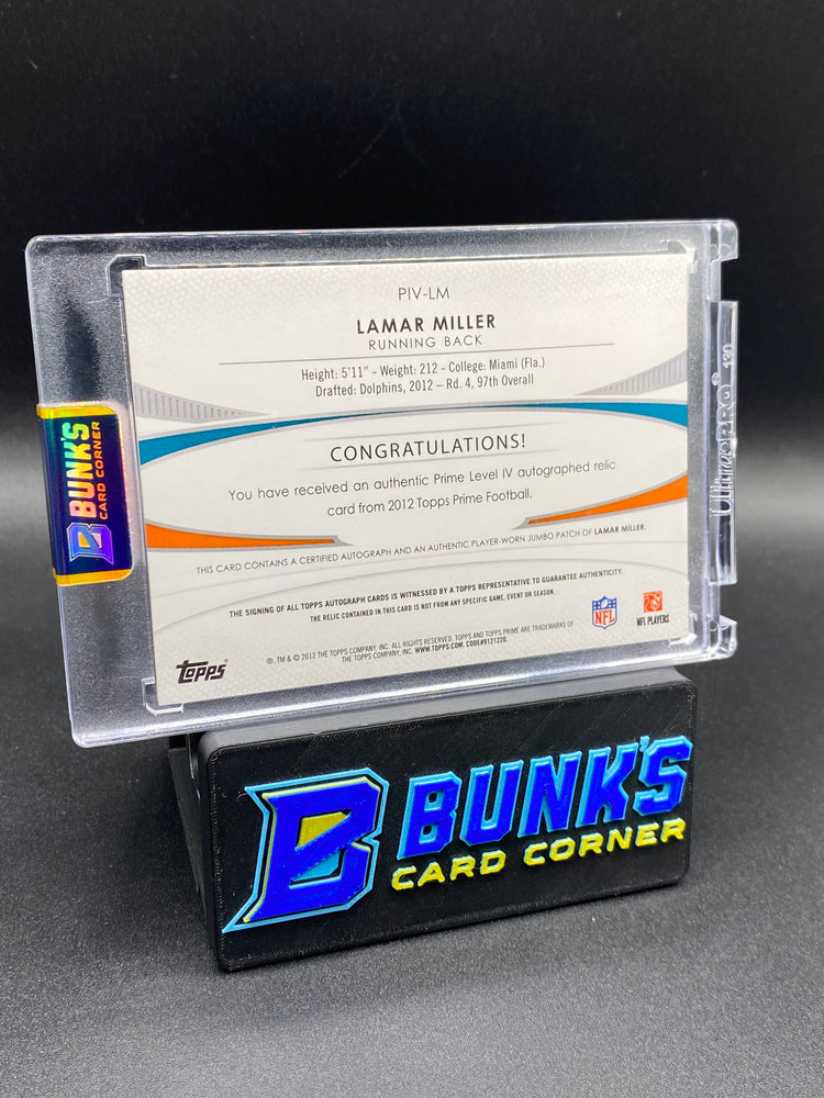 Lamar Miller Topps Prime Patches Auto 24/50 Rc
