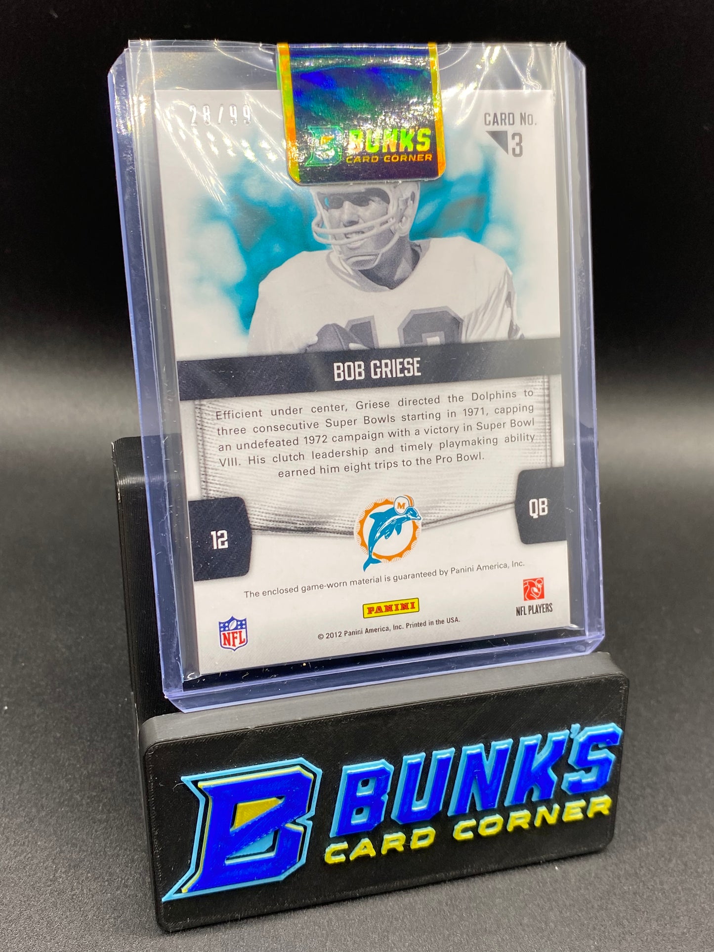 Bob Griese Fabric of the Game Patch 28/99