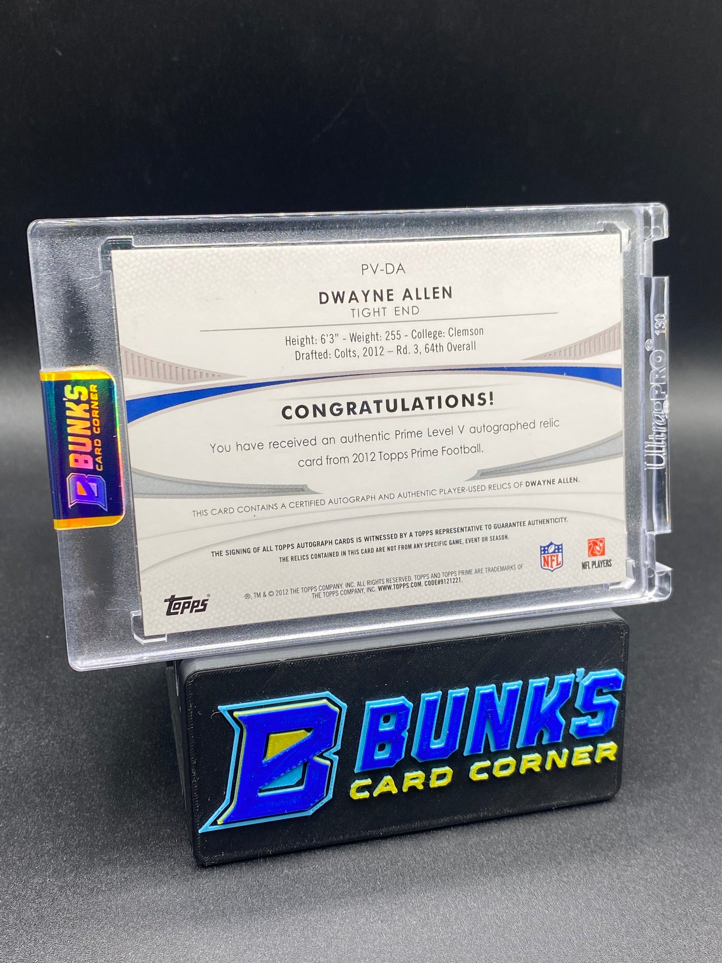 Dwayne Allen Topps Prime Patches Auto 49/50 Rc