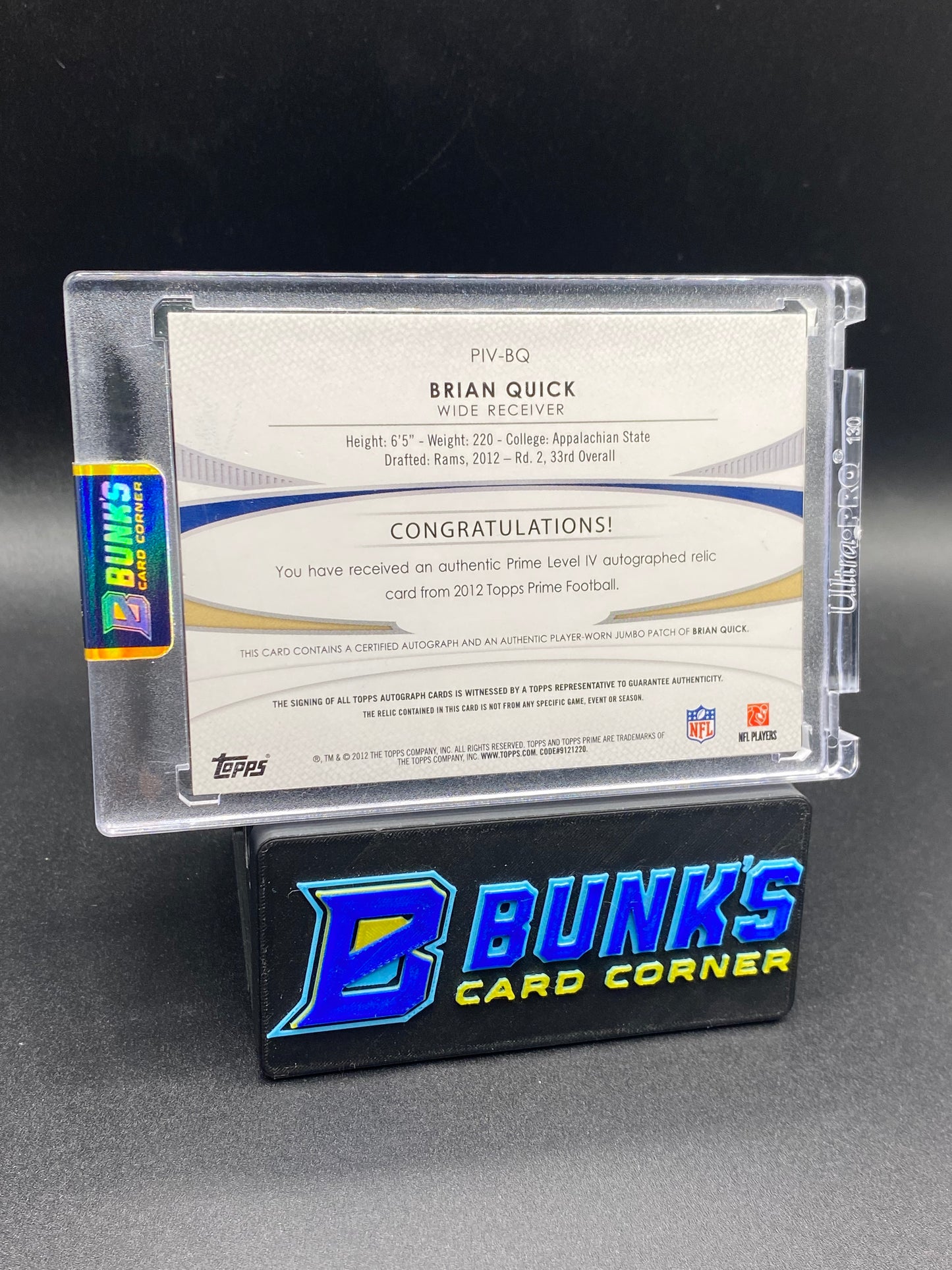 Brian Quick Topps Prime Patches 7/15 Rc