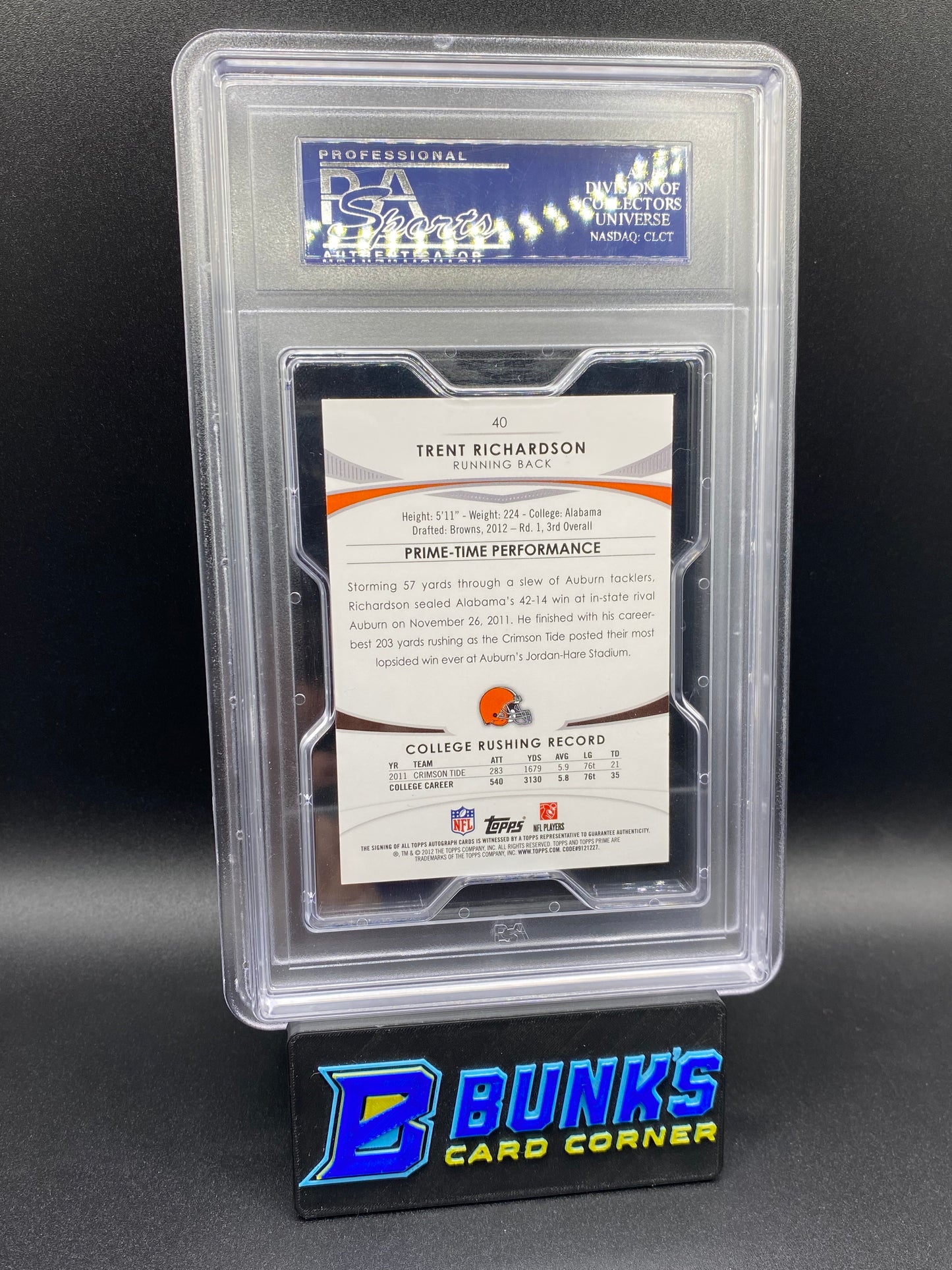 2012 Trent Richardson Auto Silver Rainbow 32/50 PSA 8