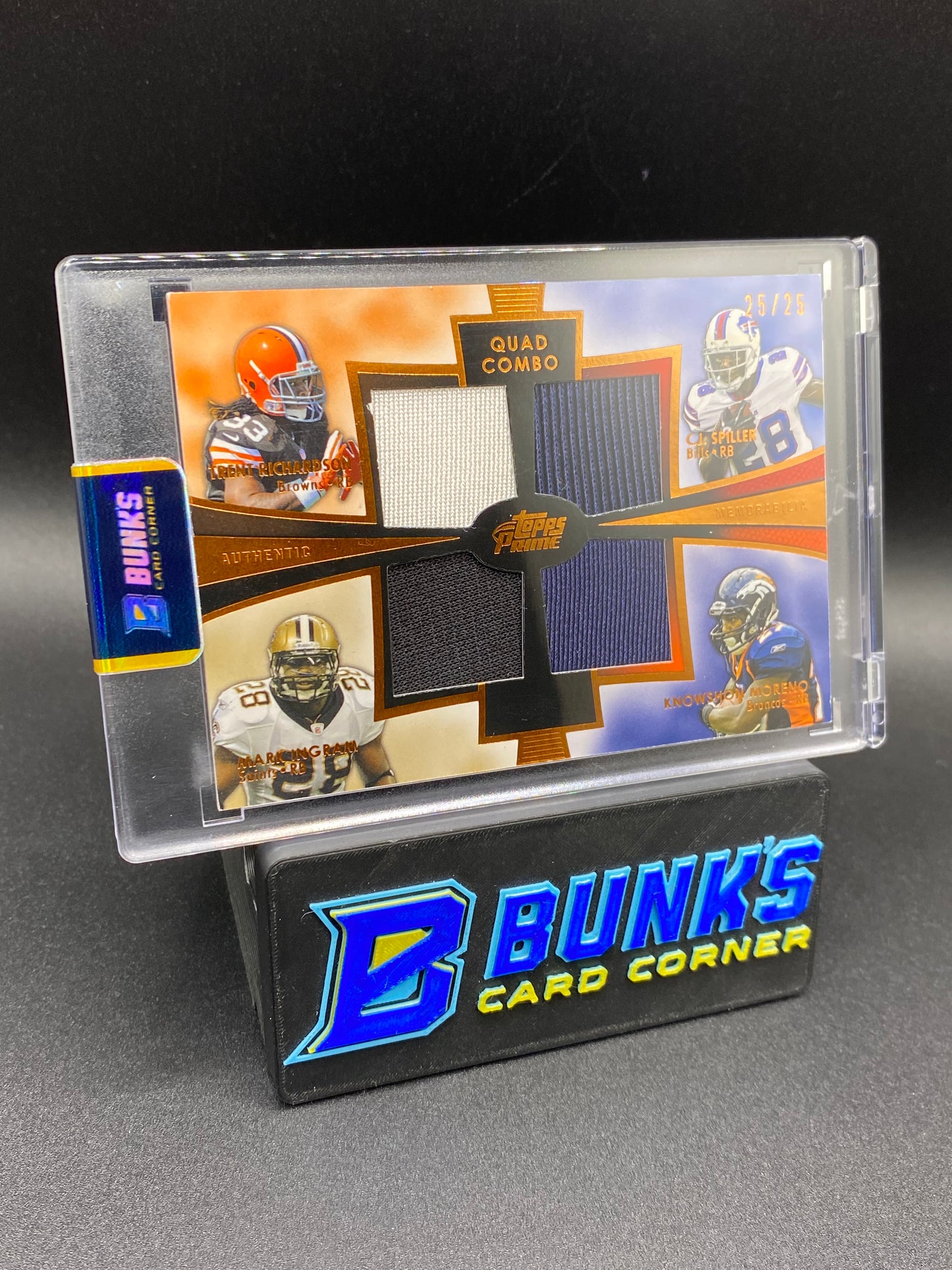 2012 Trent Richardson, CJ Spiller, Mark Ingram, Knowshon Moreno 25/25 Prime Time Quad Combo
