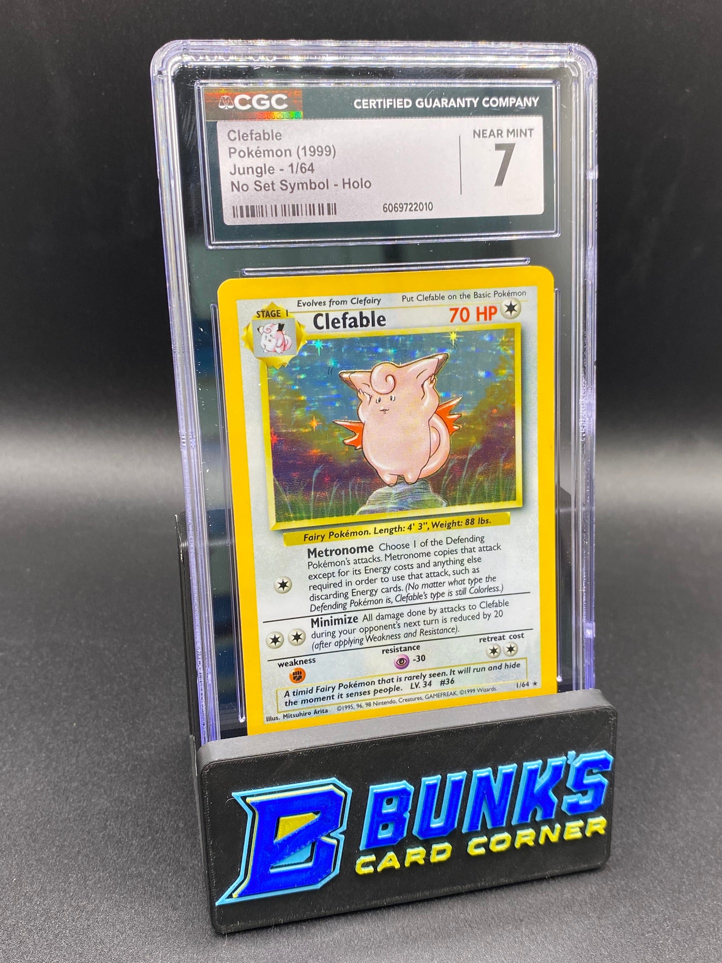 Clefable Jungle Holo ERROR No Symbol CGC 7