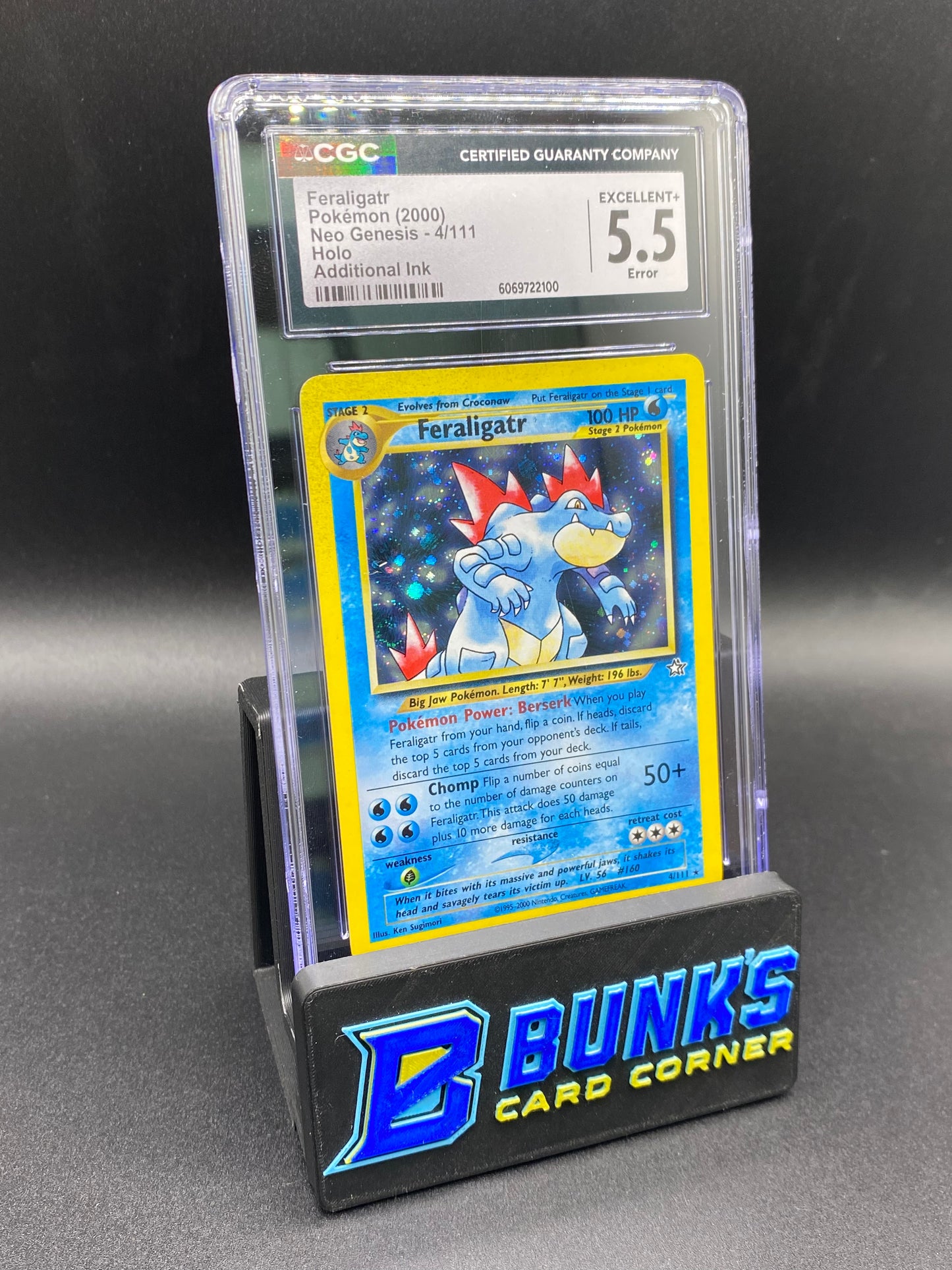 Feraligatr Additional Ink Holo Neo Genesis CGC 5.5