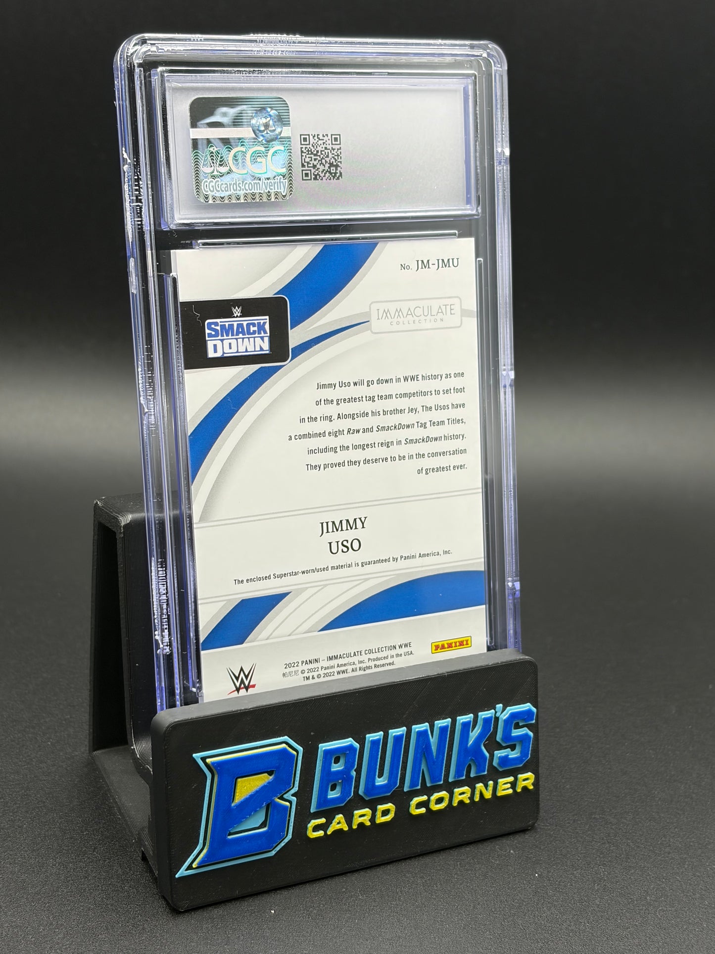 2022 Jimmy Uso Jumbo Memorabilia Panini Immaculate CGC AU 14/50
