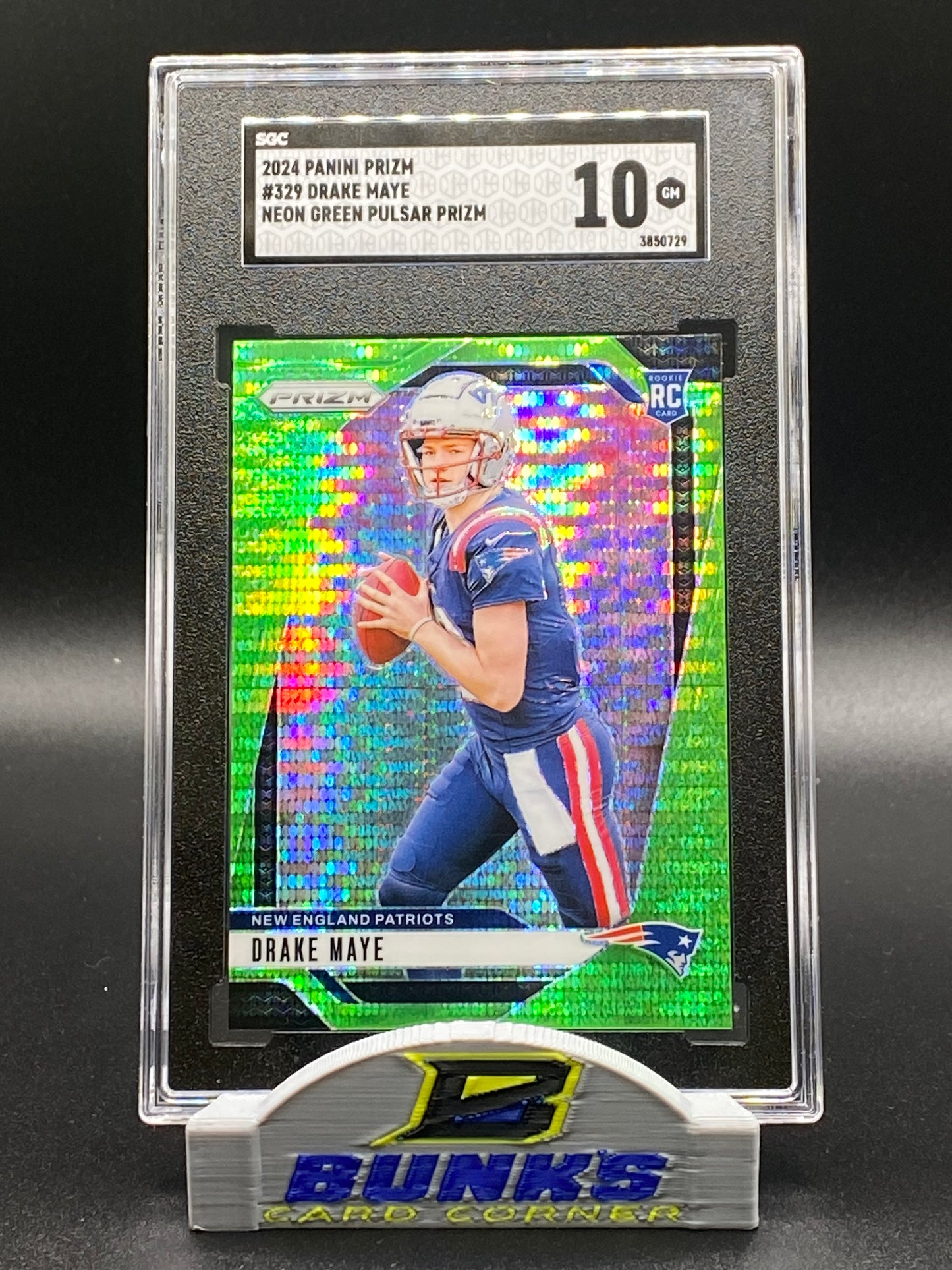 2024 Drake Maye Neon Green Pulsar Prizm SGC 10