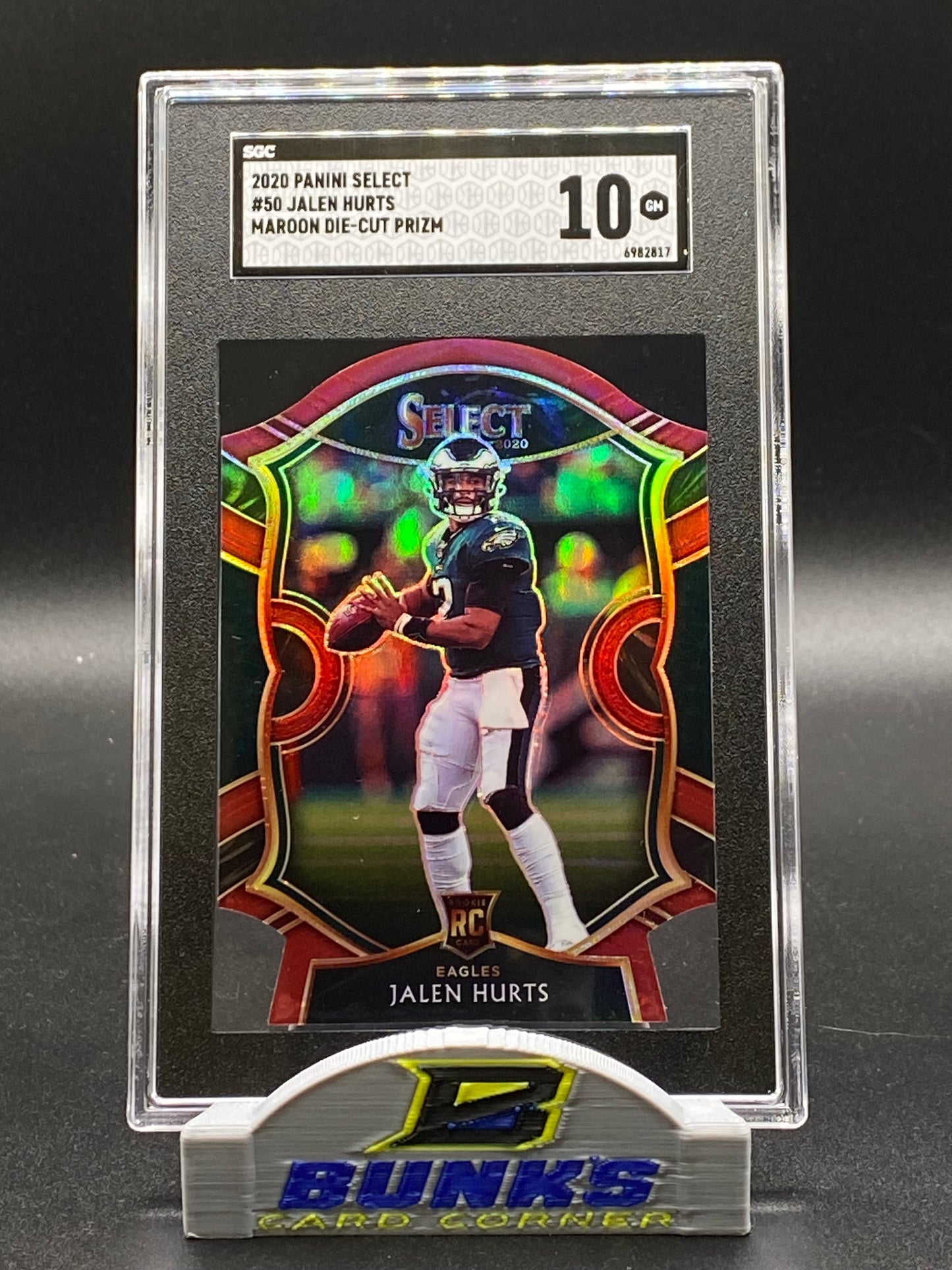 2020 Jalen Hurts Maroon Die-Cut Prizm Rookie Card SGC 10 (Box 19)
