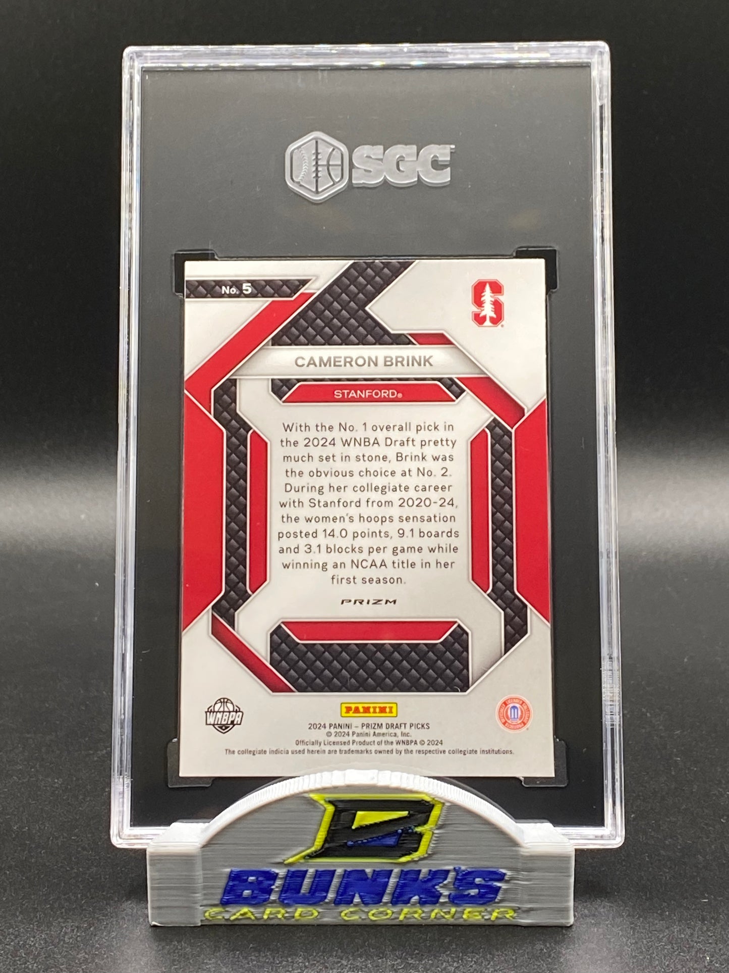 2024-25 Cameron Brink Ice Prizm Rookie Card SGC 10 (Box 20)