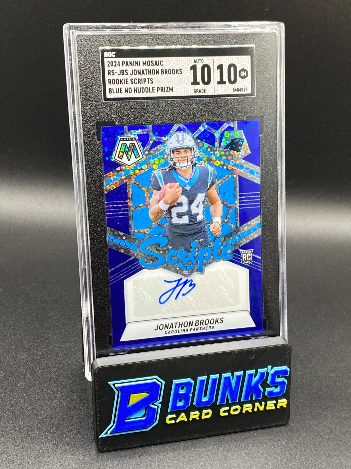 2024 Jonathon Brooks Rookie Scripts Blue No Huddle Prizm SGC 10/10 (Box B51)