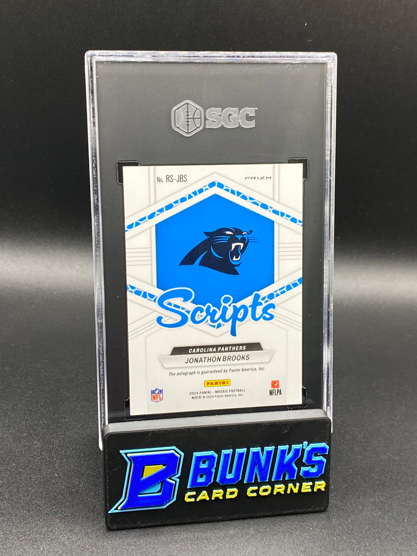 2024 Jonathon Brooks Rookie Scripts Blue No Huddle Prizm SGC 10/10 (Box B51)