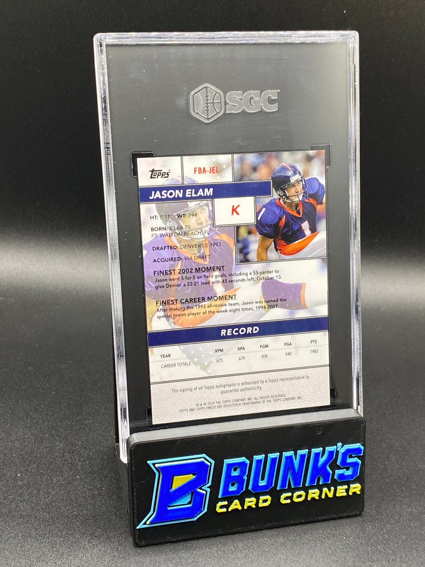 Jason Elam Flashback Auto. SGC 10 (Box B51)