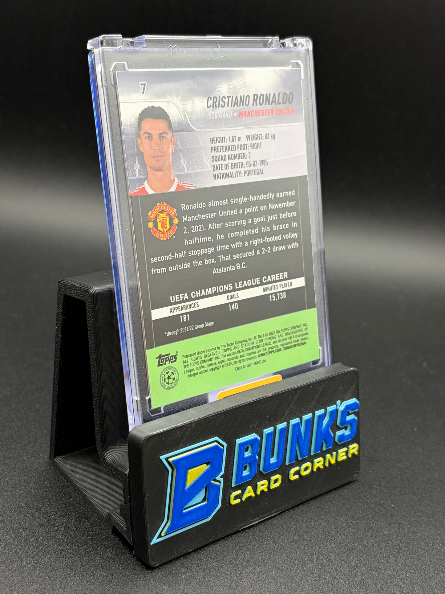 2022 Cristiano Ronaldo Topps Refractor Blue