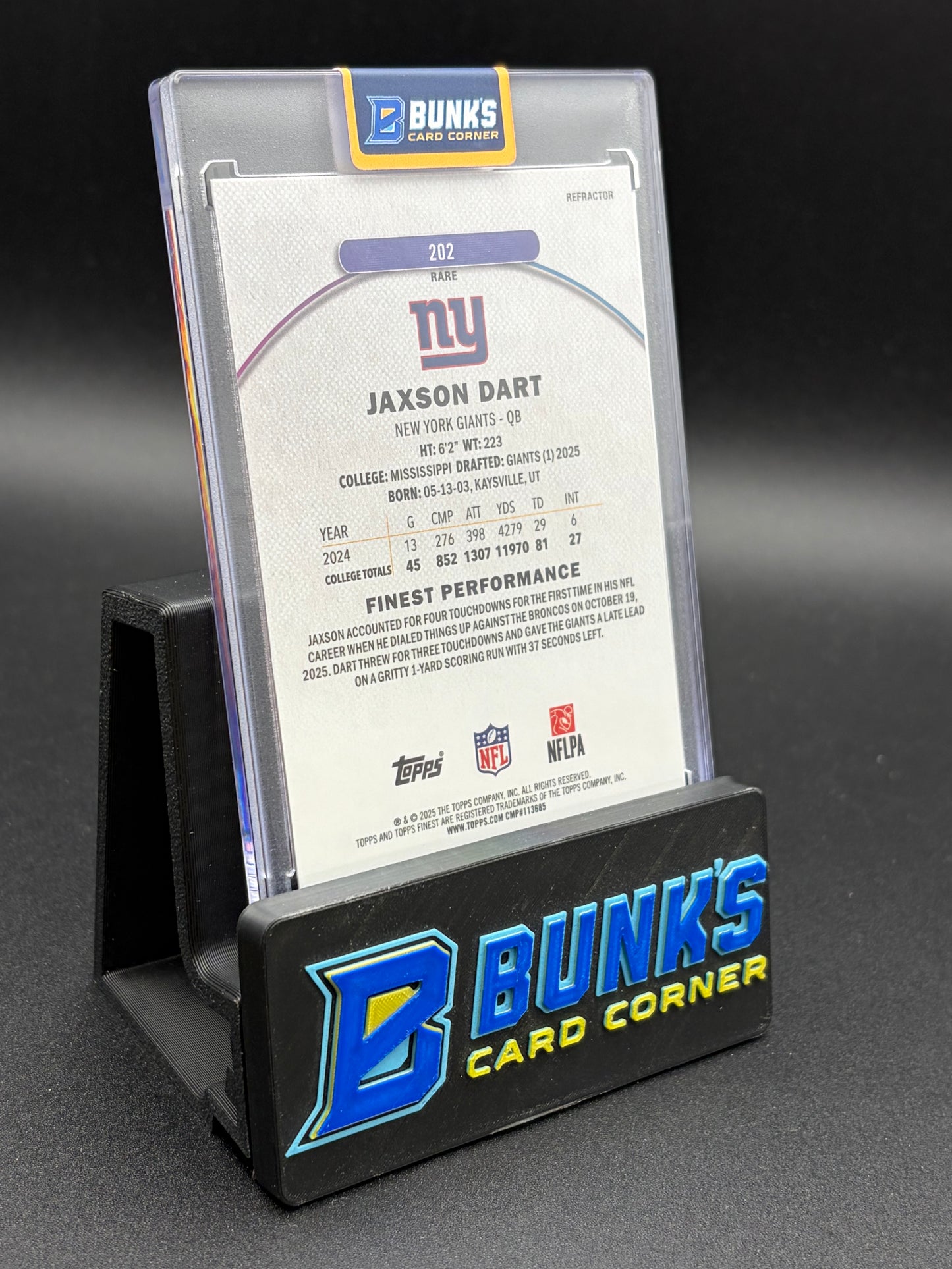2025 Jaxson Dart Finest Performance Rookie Rare