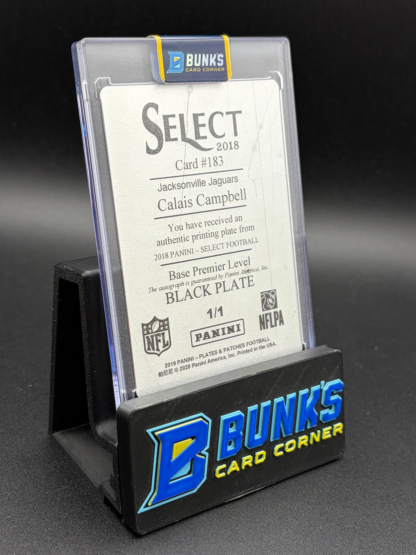 2019 Calais Campbell Black Plate Panini Auto 1/1