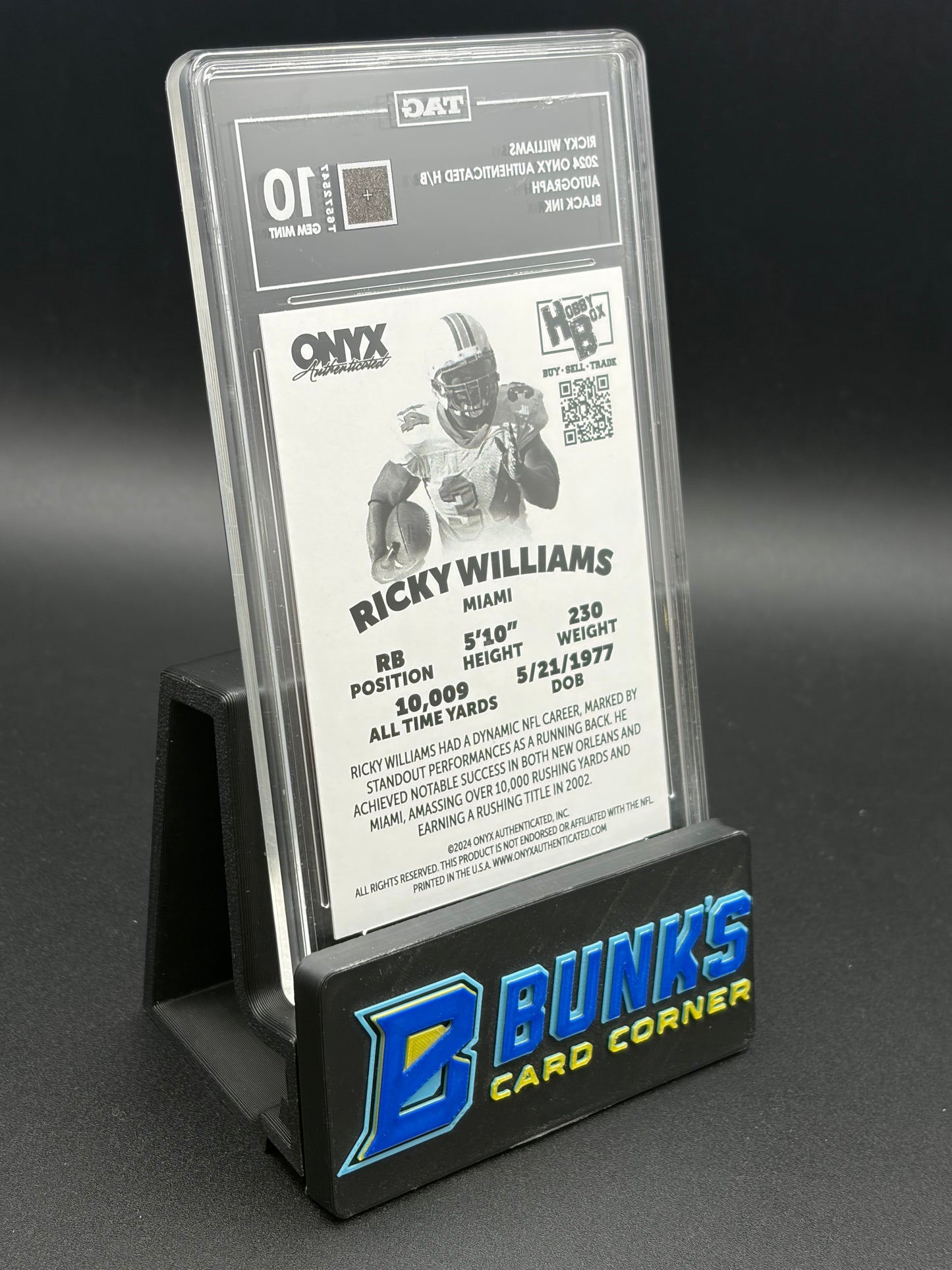 2024 Ricky Williams Auto Black Ink TAG 10