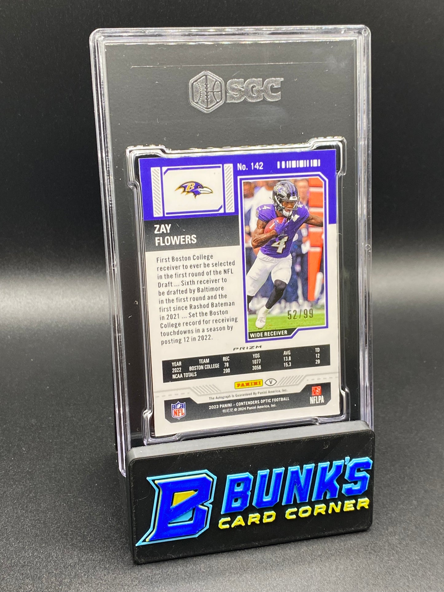 2023 Zay Flowers Auto. Variation Red Prizm RC SGC 10/9 (Box B54)