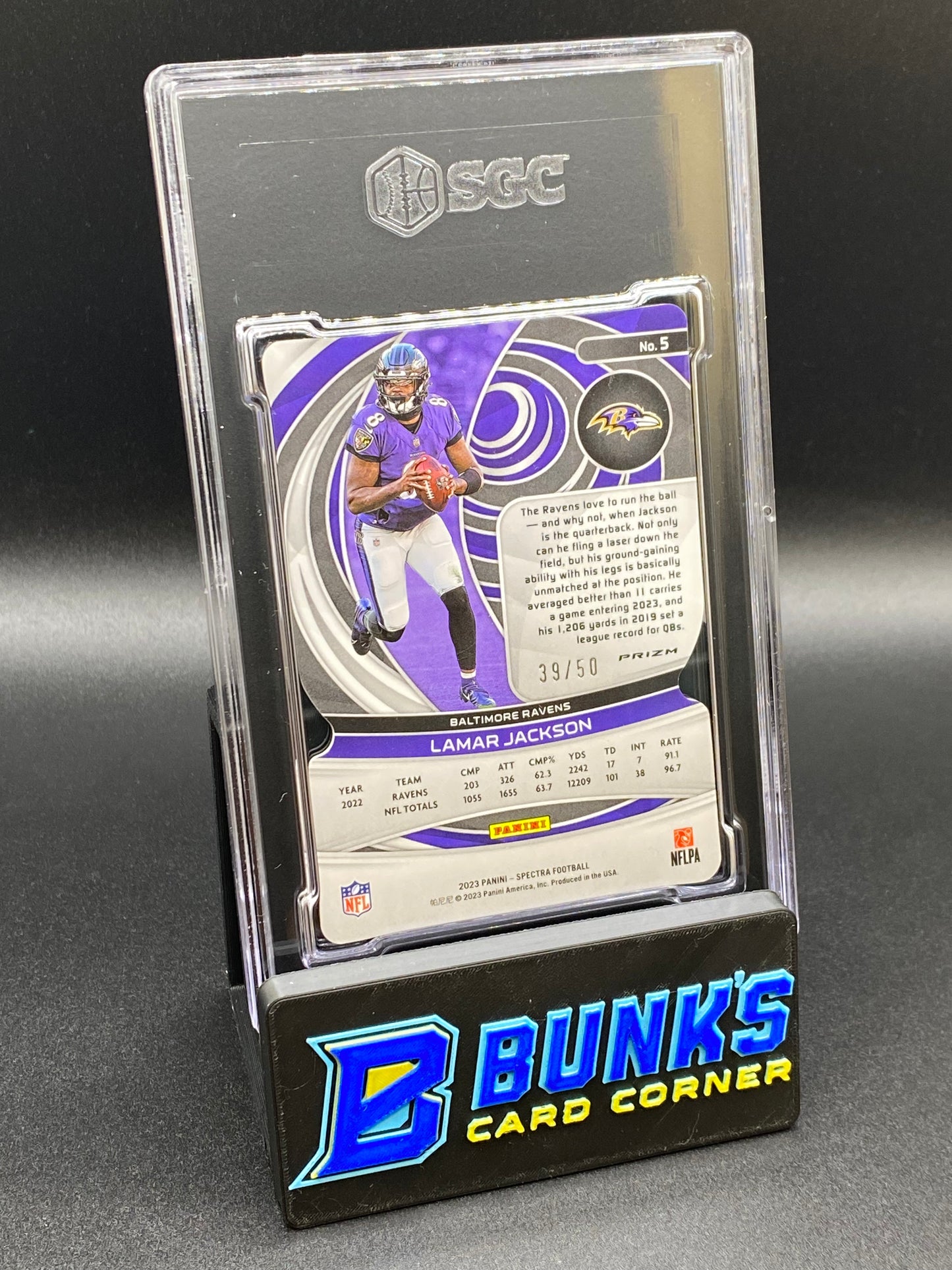 2023 Lamar Jackson Neon Blue Die-Cut Prizm SGC 10 (Box B53)