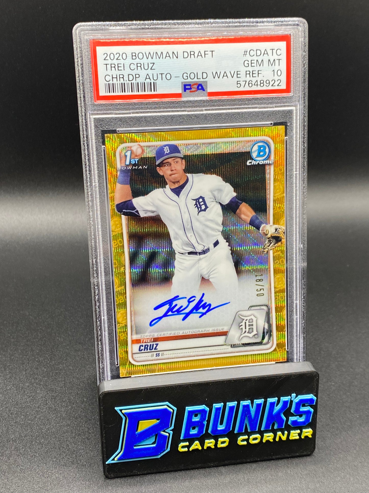 2020 Trei Cruz 1st Bowman Gold Wave Ref. Auto. PSA 10 (Box B56)