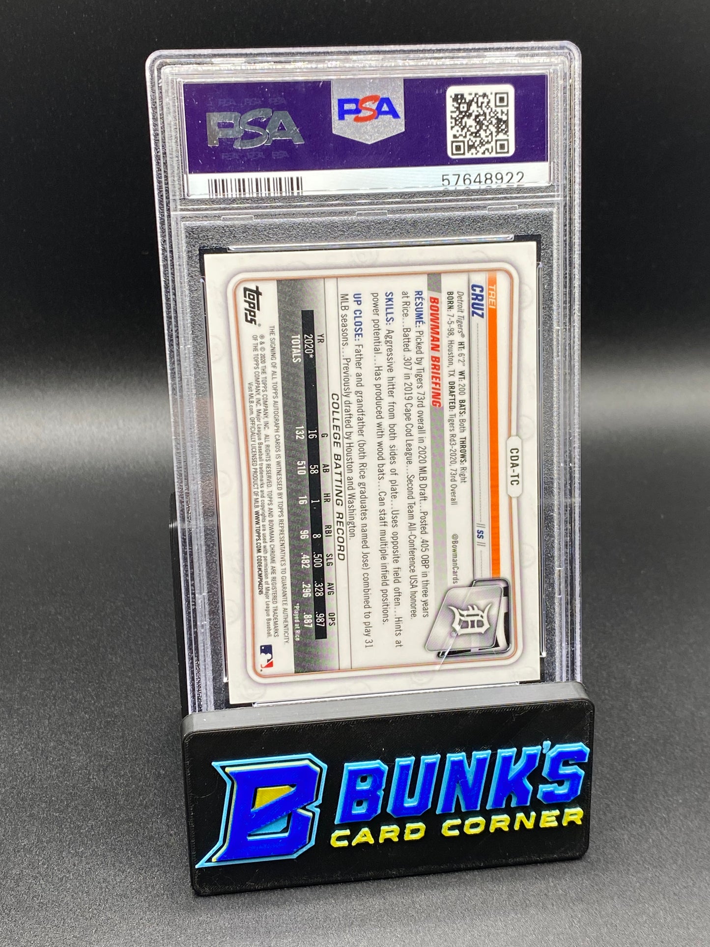 2020 Trei Cruz 1st Bowman Gold Wave Ref. Auto. PSA 10 (Box B56)