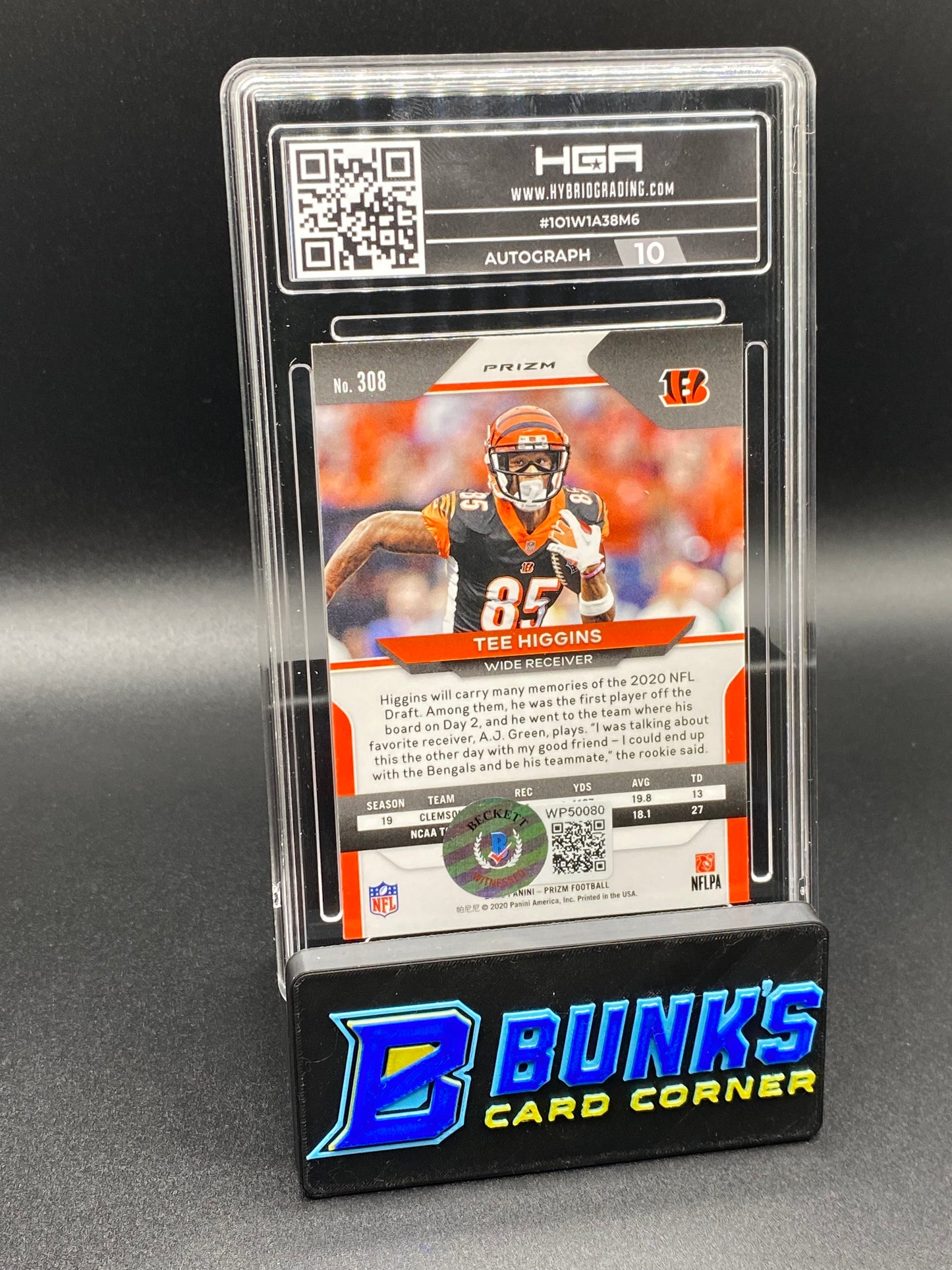 2020 Tee Higgins RC Auto. Beckett Certified HGA 9.5 (Box B56)