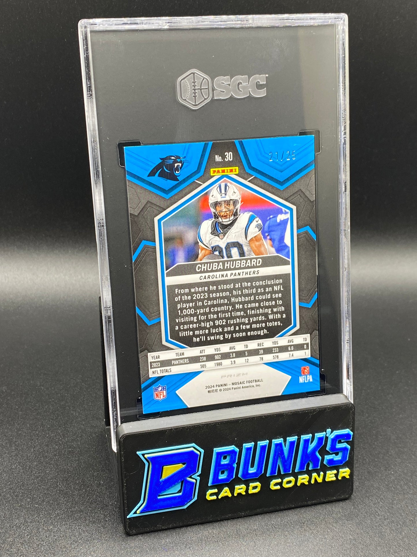 2024 Chuba Hubbard White Prizm SGC 9.5 (Box B56)
