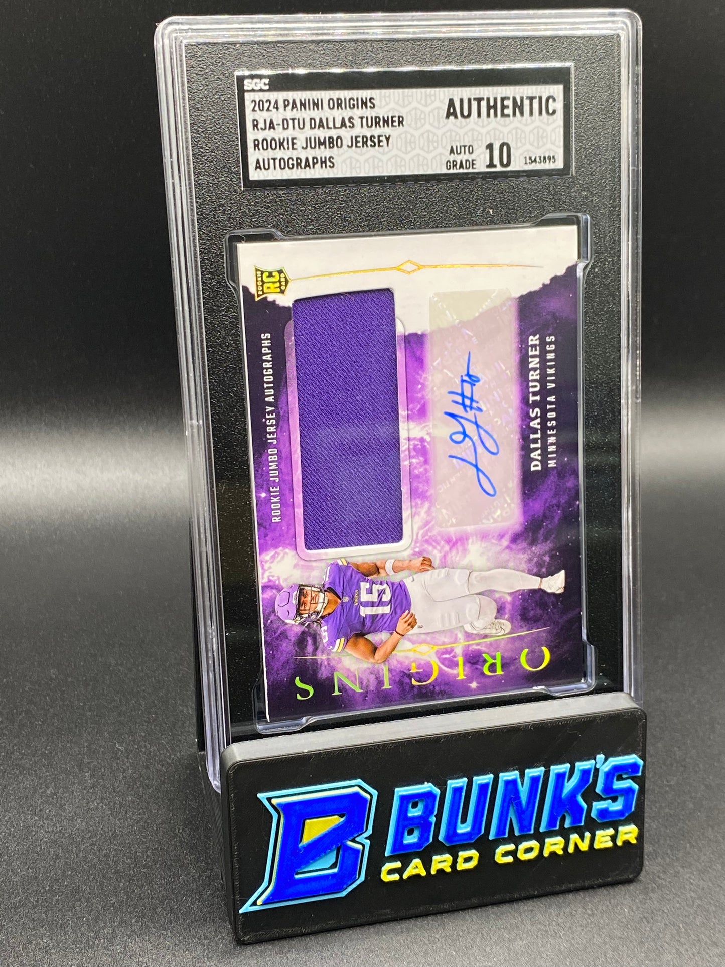2024 Dallas Turner Rookie Jumbo Jersey Auto. RPA SGC Auto. 10 (Box B58)