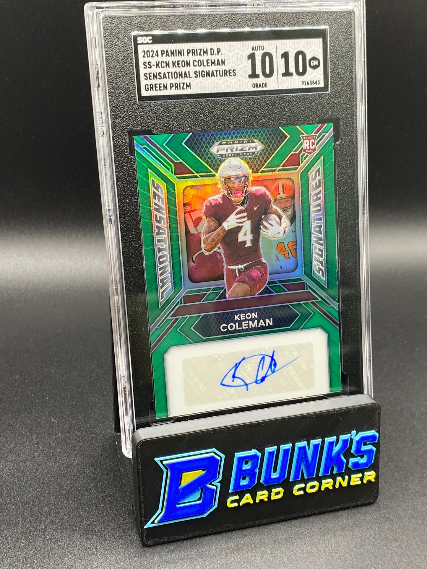 2024 Keon Coleman Sensational Sig. green Prizm SGC 10/10 (Box B58)