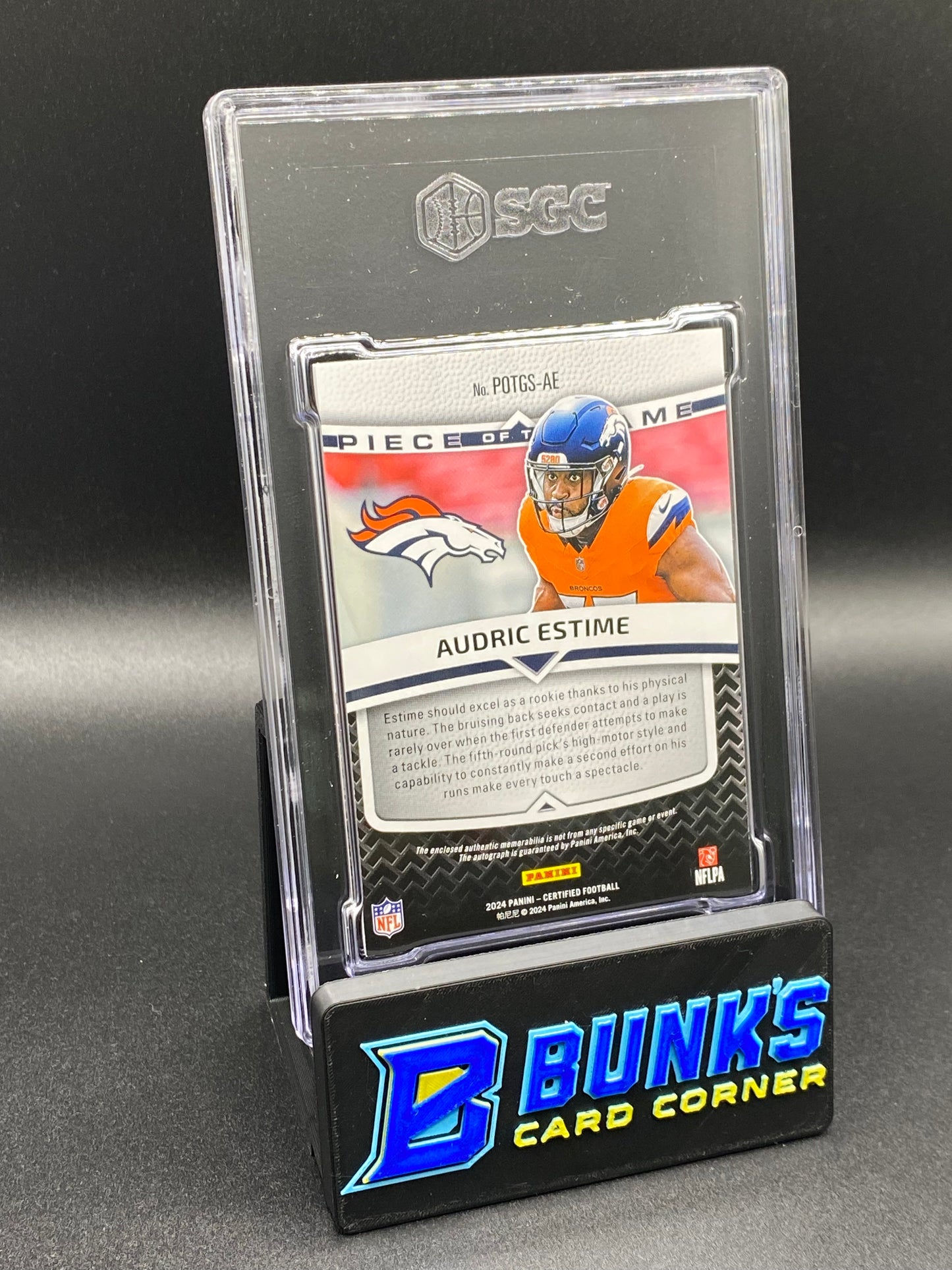 2024 Audric Estime Piece of the Game Sig. Teal RPA SGC 10/9.5 (Box B58)