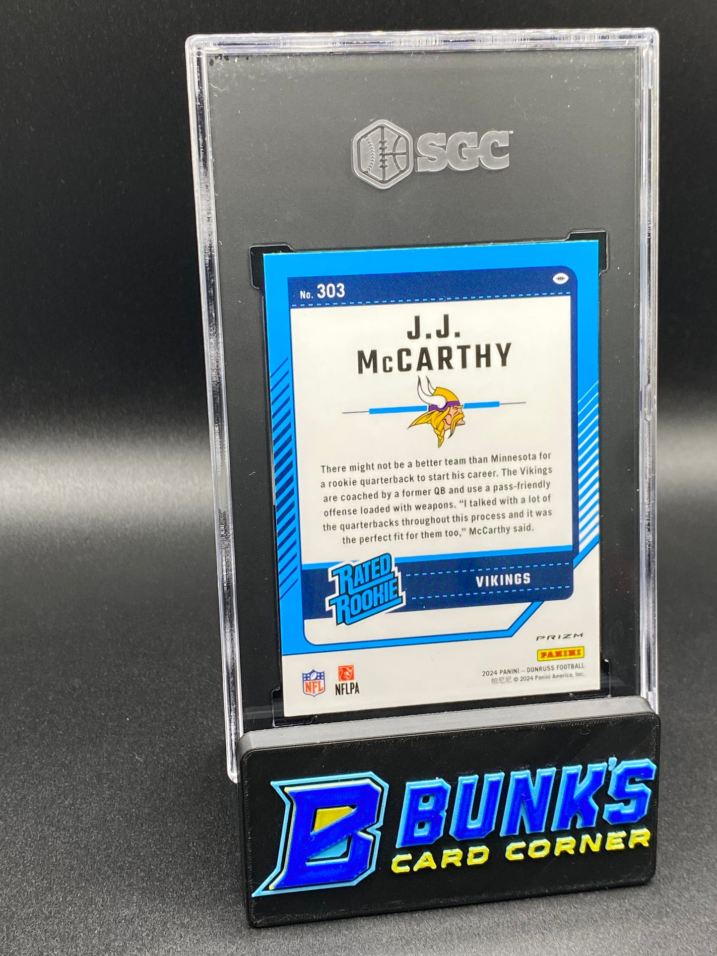 2024 JJ McCarthy Optic Preview Pink Prizm RC SGC 10 (Box B58)
