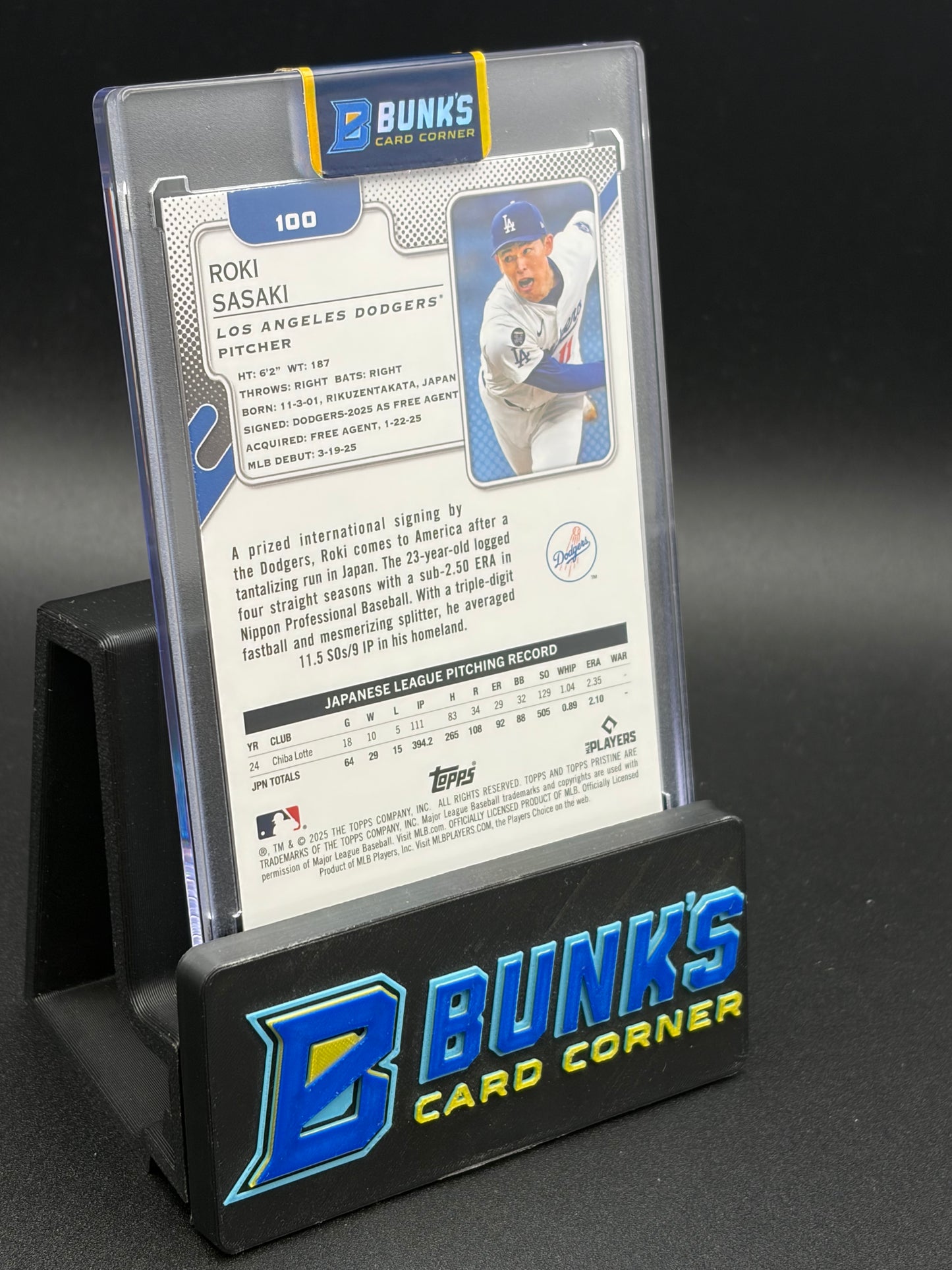 2025 Roki Sasaki Pristine Aqua Topps Refractor RC 152/199