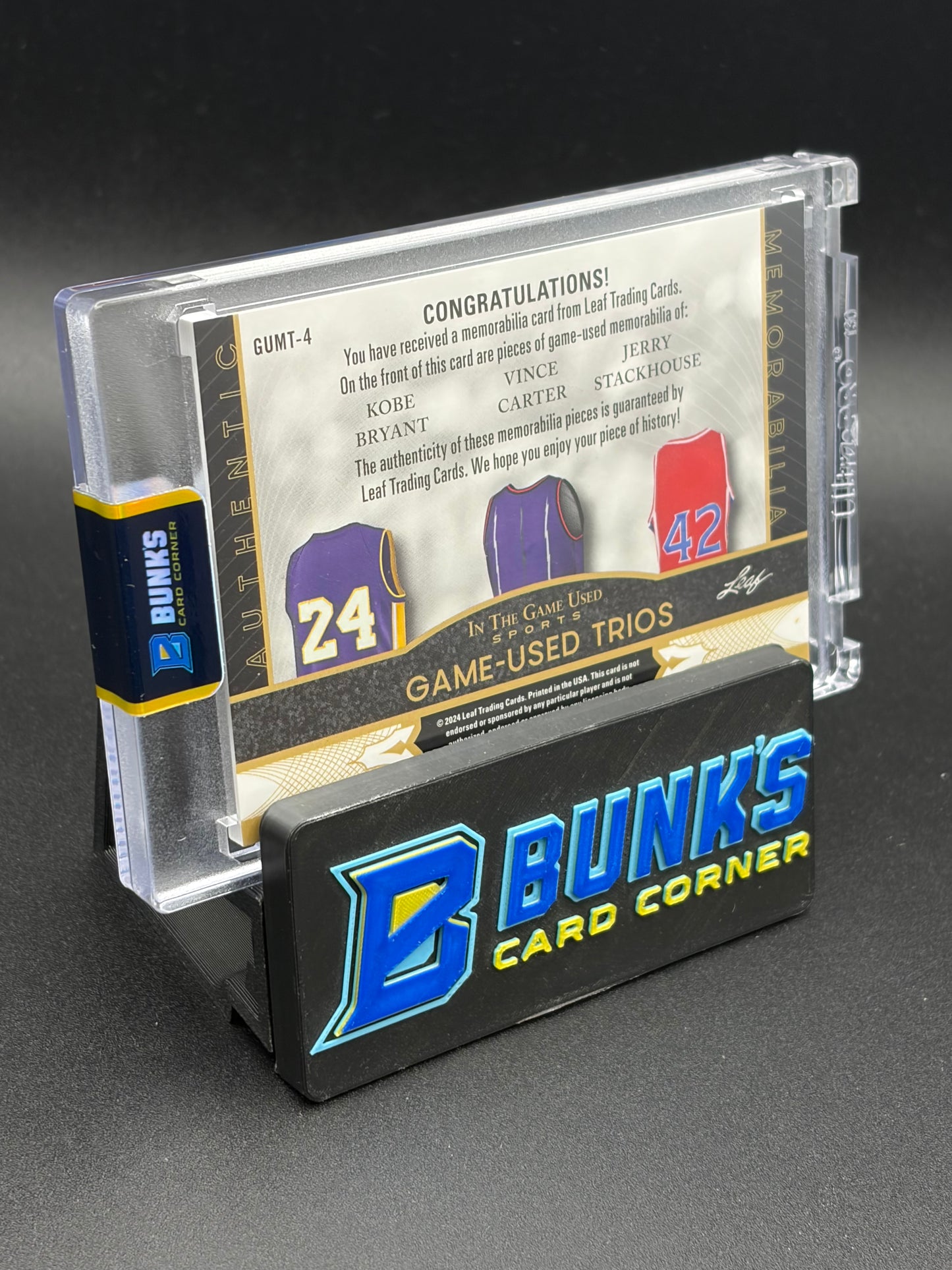 2024 Kobe Bryant & Vince Carter & Jerry Stackhouse Game Used Trios 2/7