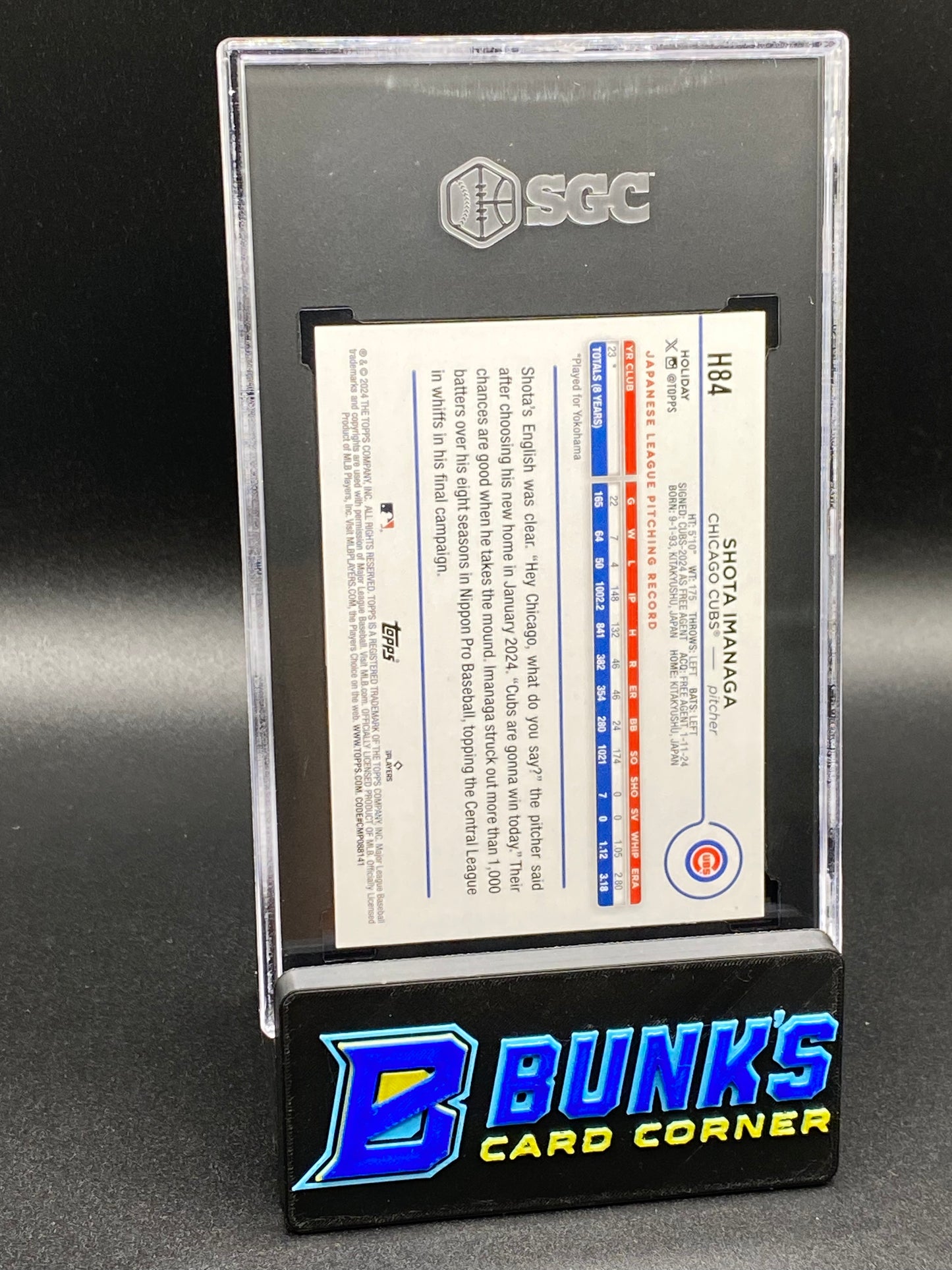 2024 Shota Imanaga Blue Metallic Glitter RC SGC 10 (Box B61)