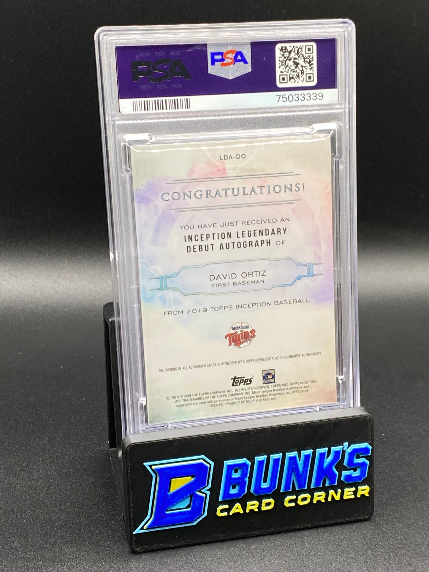 2019 David Ortiz Legendary Debut Auto. Orange PSA 8 (Box B61)