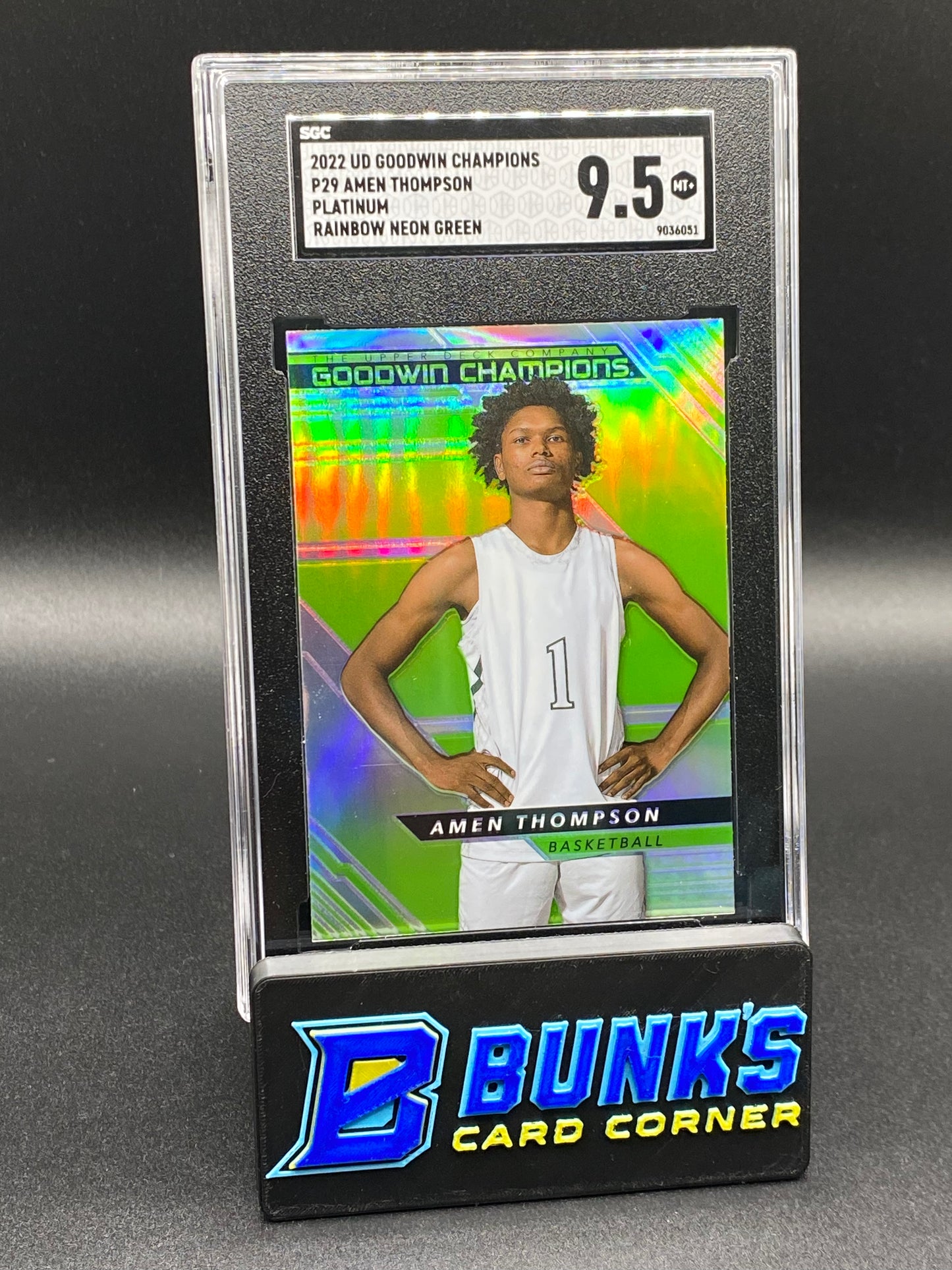 2022 Amen Thompson Platinum Rainbow Neon Green SGC 9.5 (Box B62)