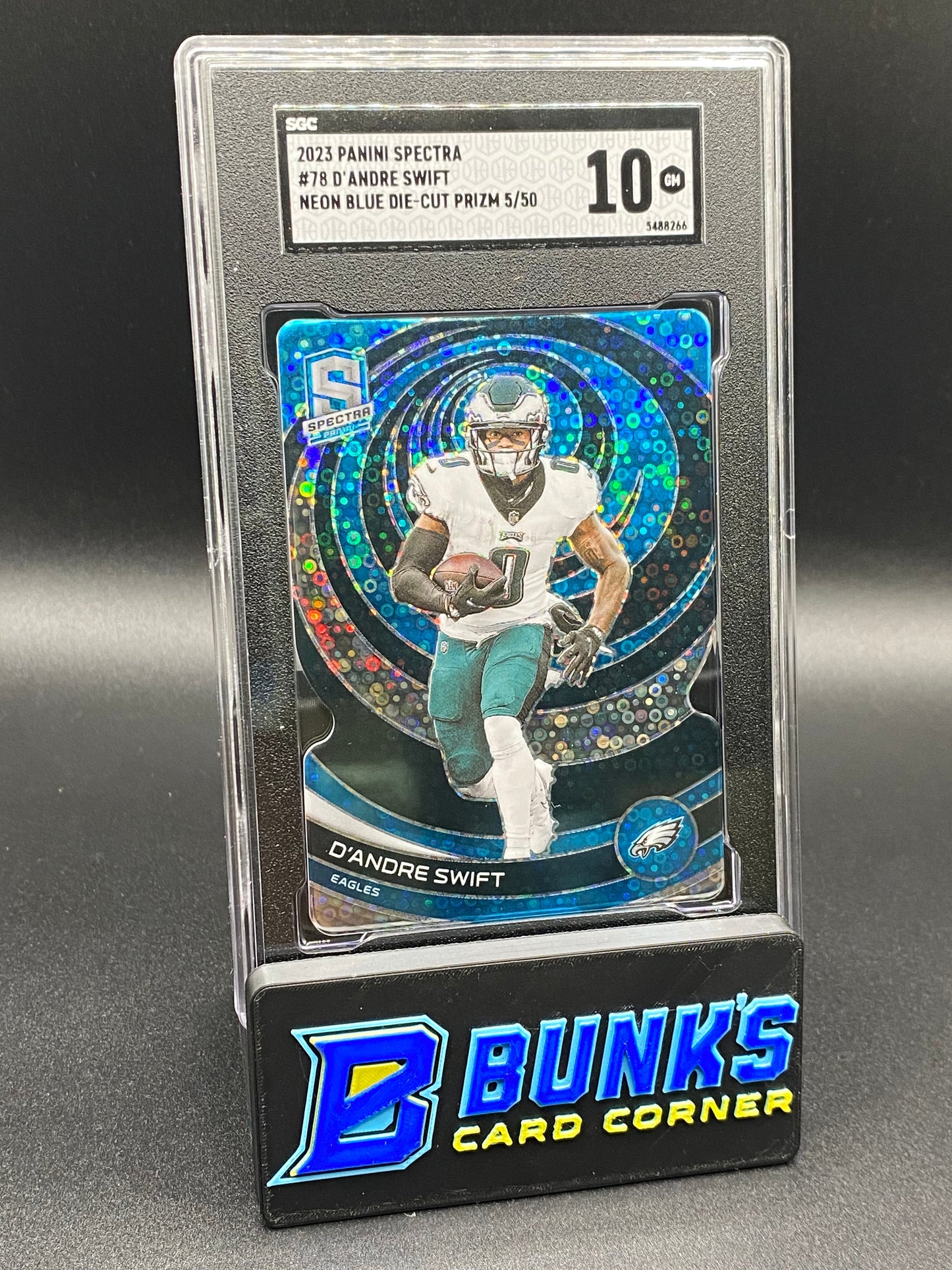 2023 D'Andre Swift Neon Blue Die-Cut Prizm SGC 10 (Box A4)