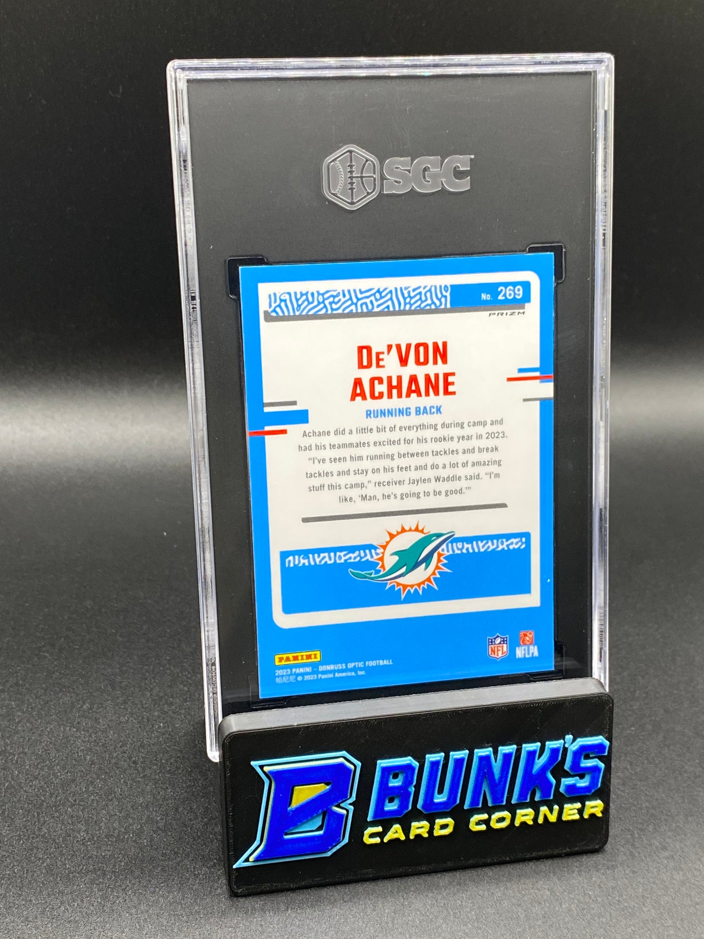 2023 De'Von Achane Blue Scope Prizm RC SGC 10 (Box A11)