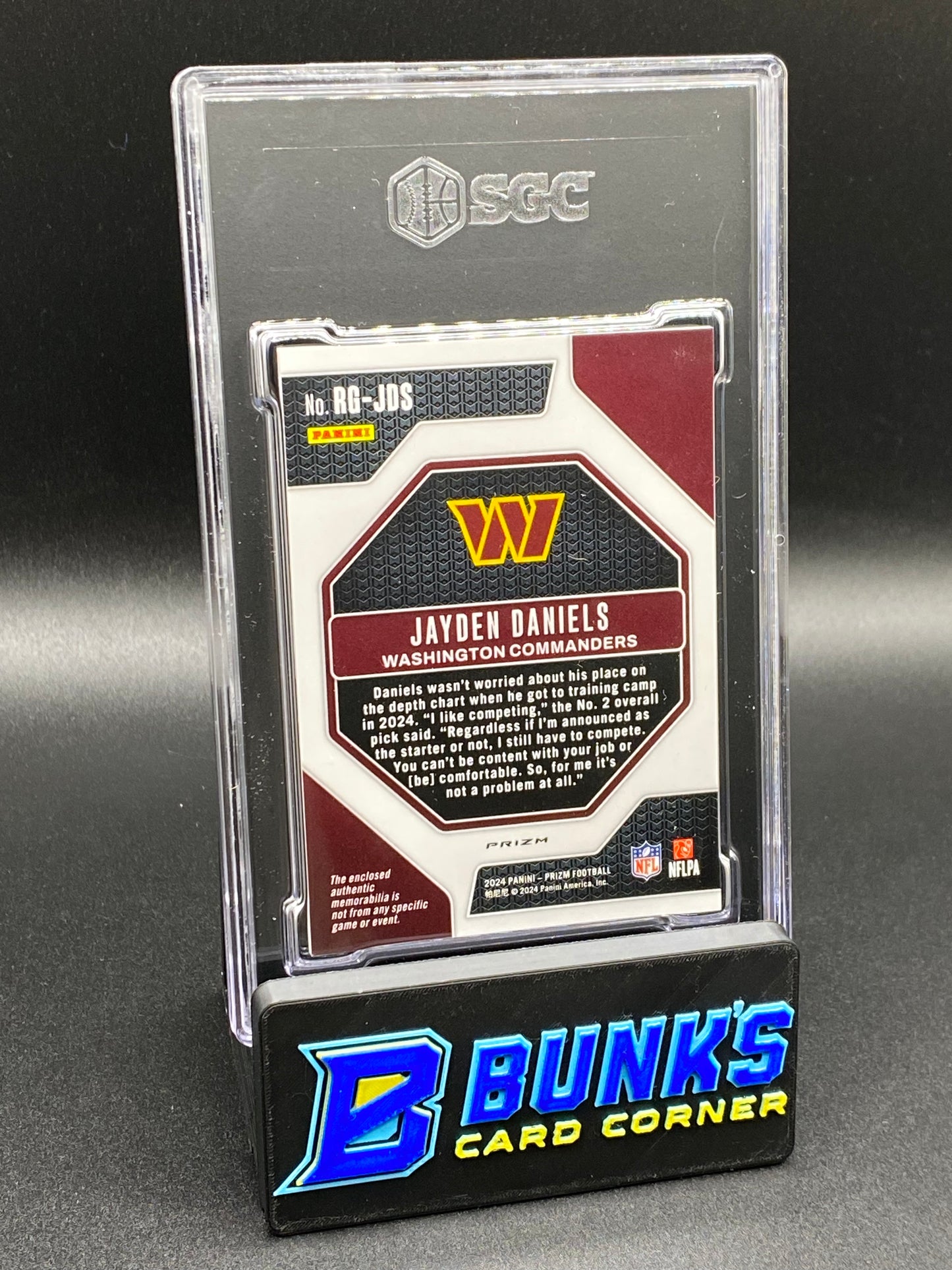 2024 Jayden Daniels Rookie Gear Neon Green Pulsar Prizm RC SGC 9 (Box A11)