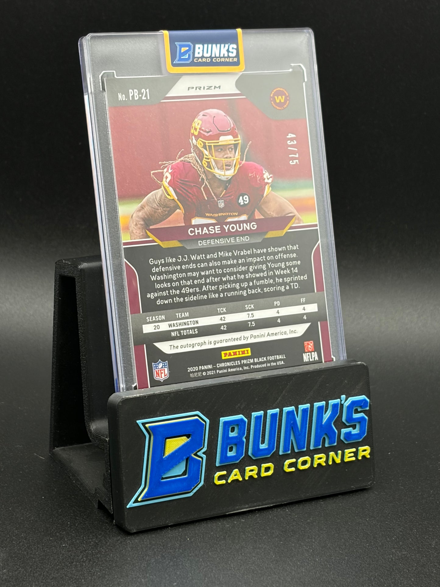 2020 Chase Young Chronicles Prizm Black Rookie Auto 43/75