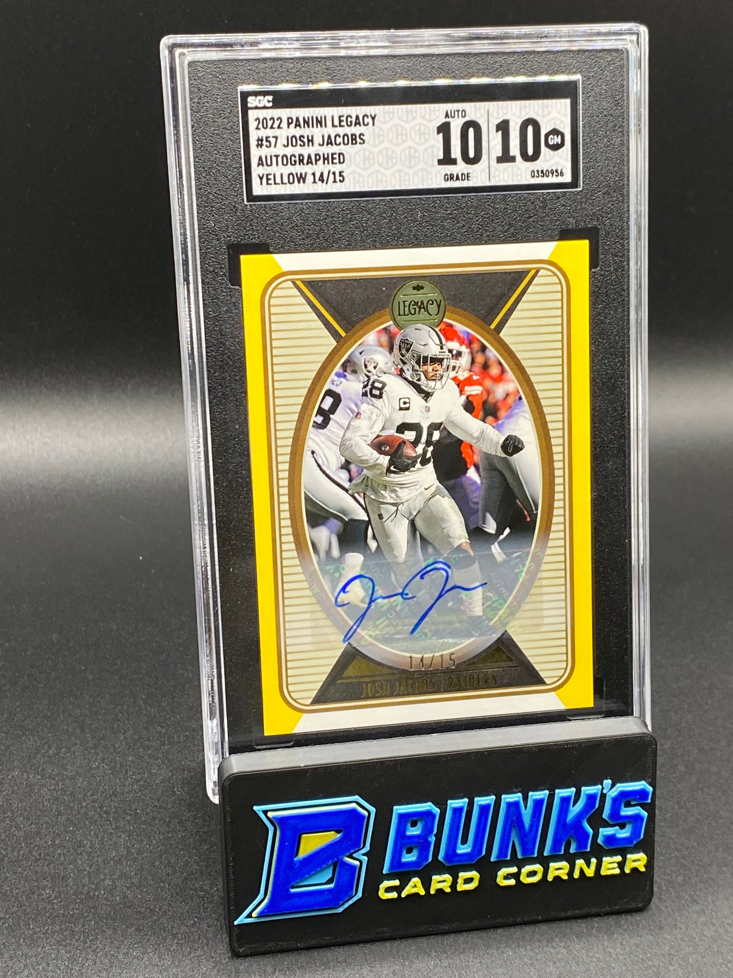 2022 Josh Jacobs Auto. Yellow SGC 10/10 (Box A11)